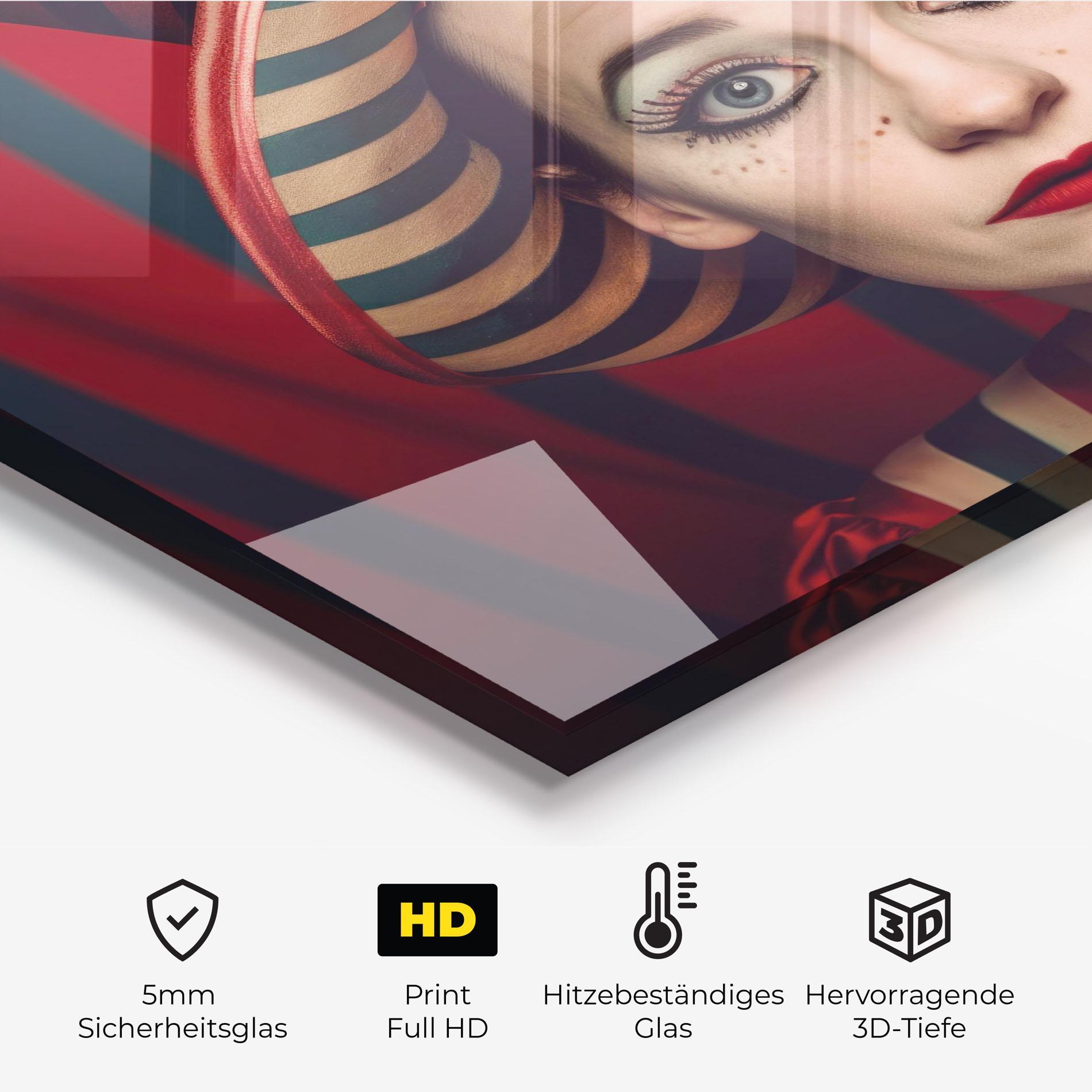 Küchenrückwand Glas Carnival Vintage Portrait mockup 2