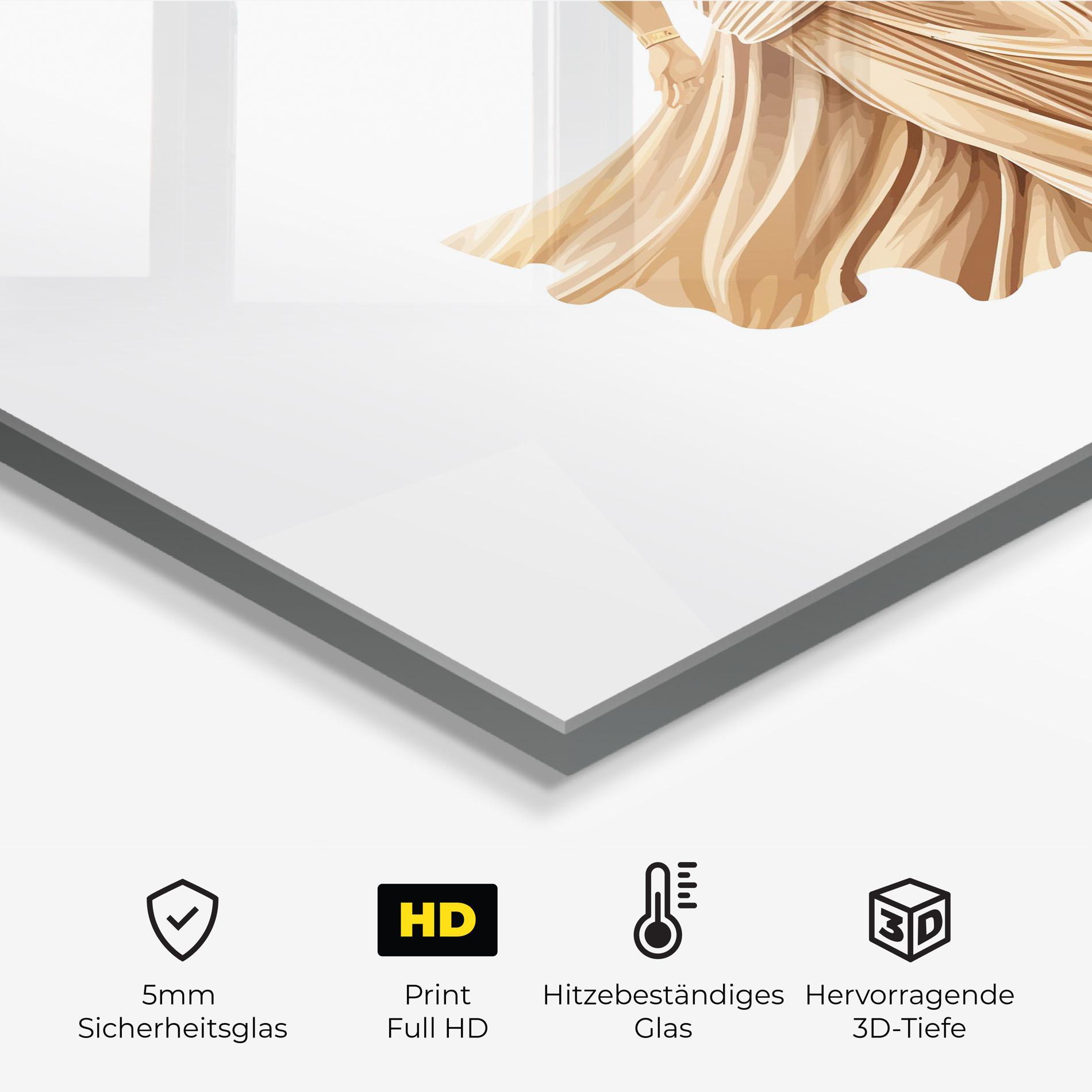 Küchenrückwand Glas Gold Statue mockup 2