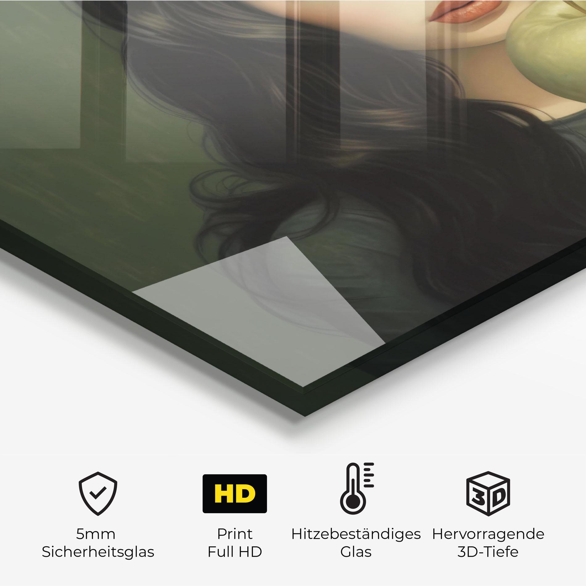 Küchenrückwand Glas Green Apple Painting mockup 2