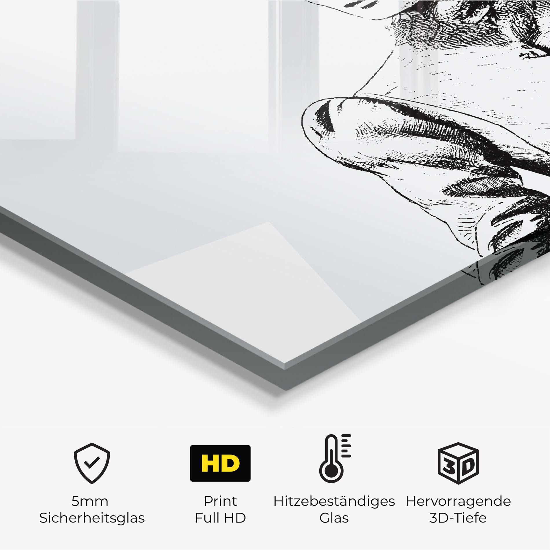 Küchenrückwand Glas Noble Lady Hat mockup 2