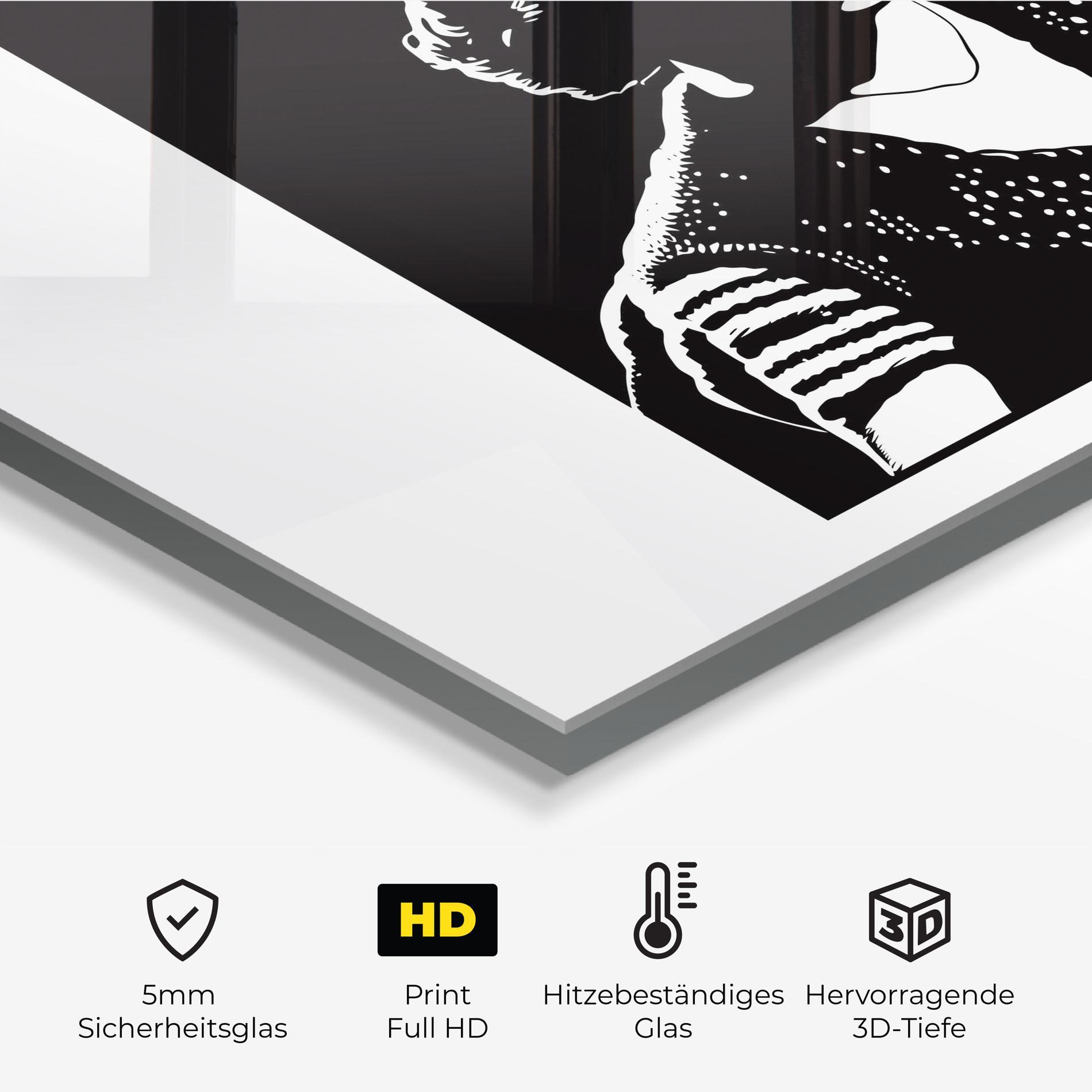 Küchenrückwand Glas Retro Woman mockup 2