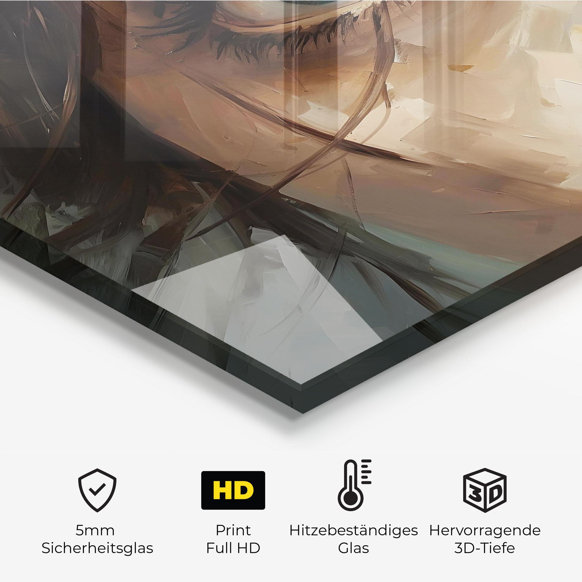 Küchenrückwand Glas Vintage Blue Eyes Art mockup 2