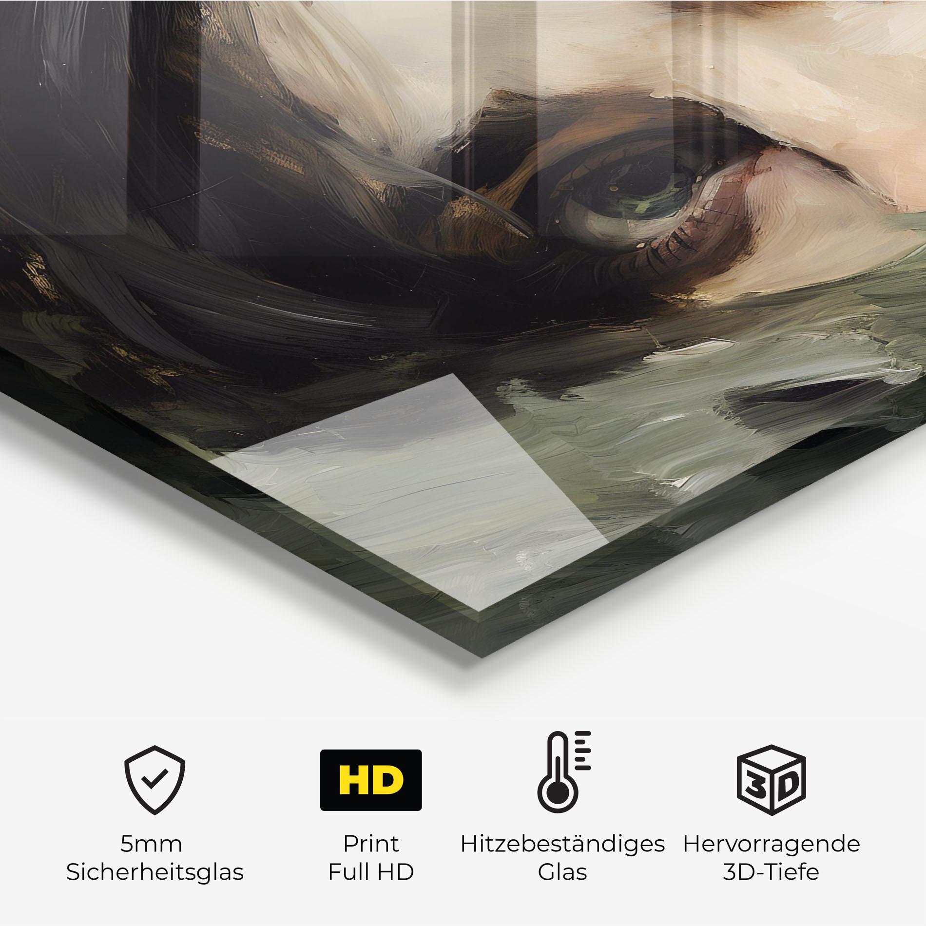 Küchenrückwand Glas Vintage Green Eyes Art mockup 2