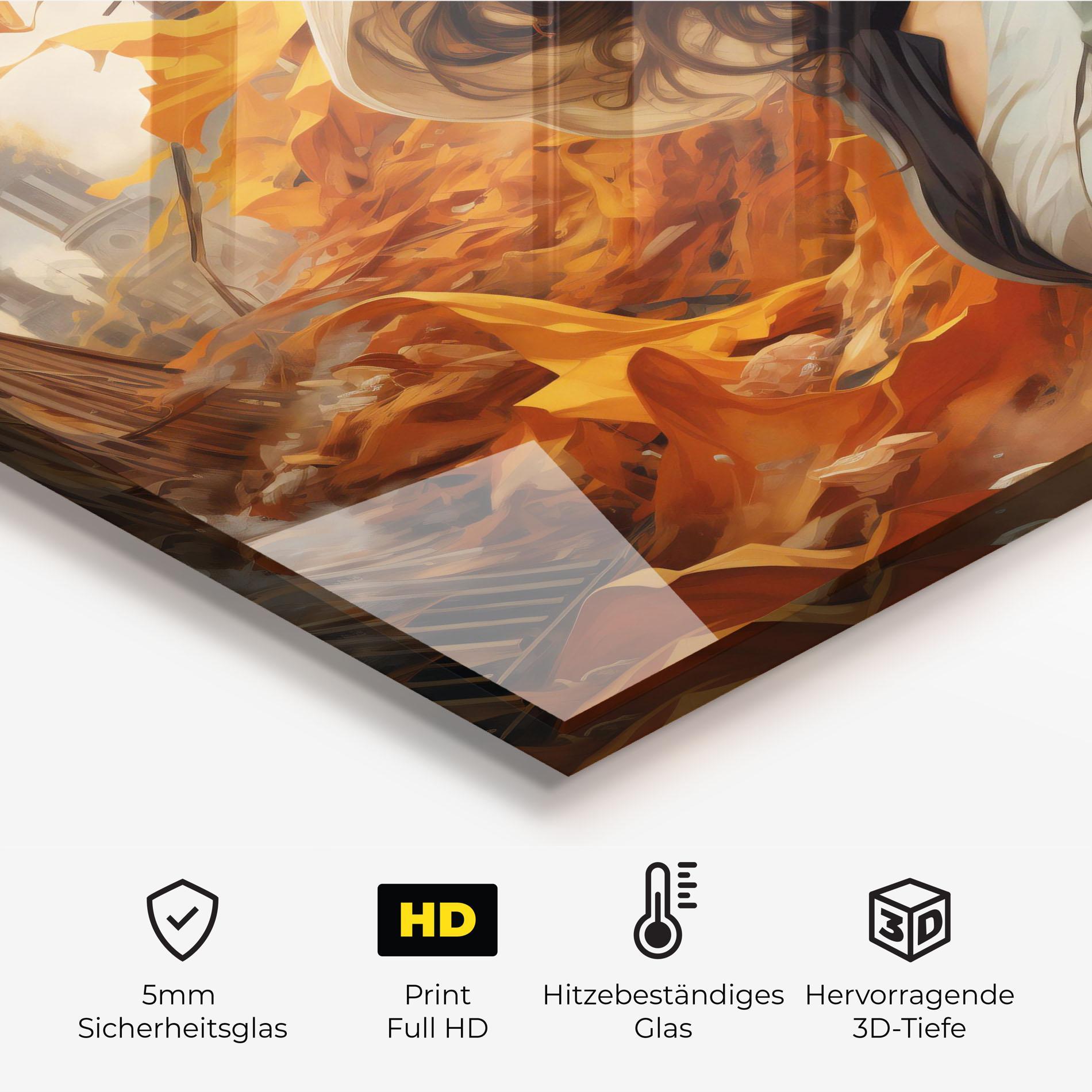 Küchenrückwand Glas Vintage Outfit On Orange mockup 2