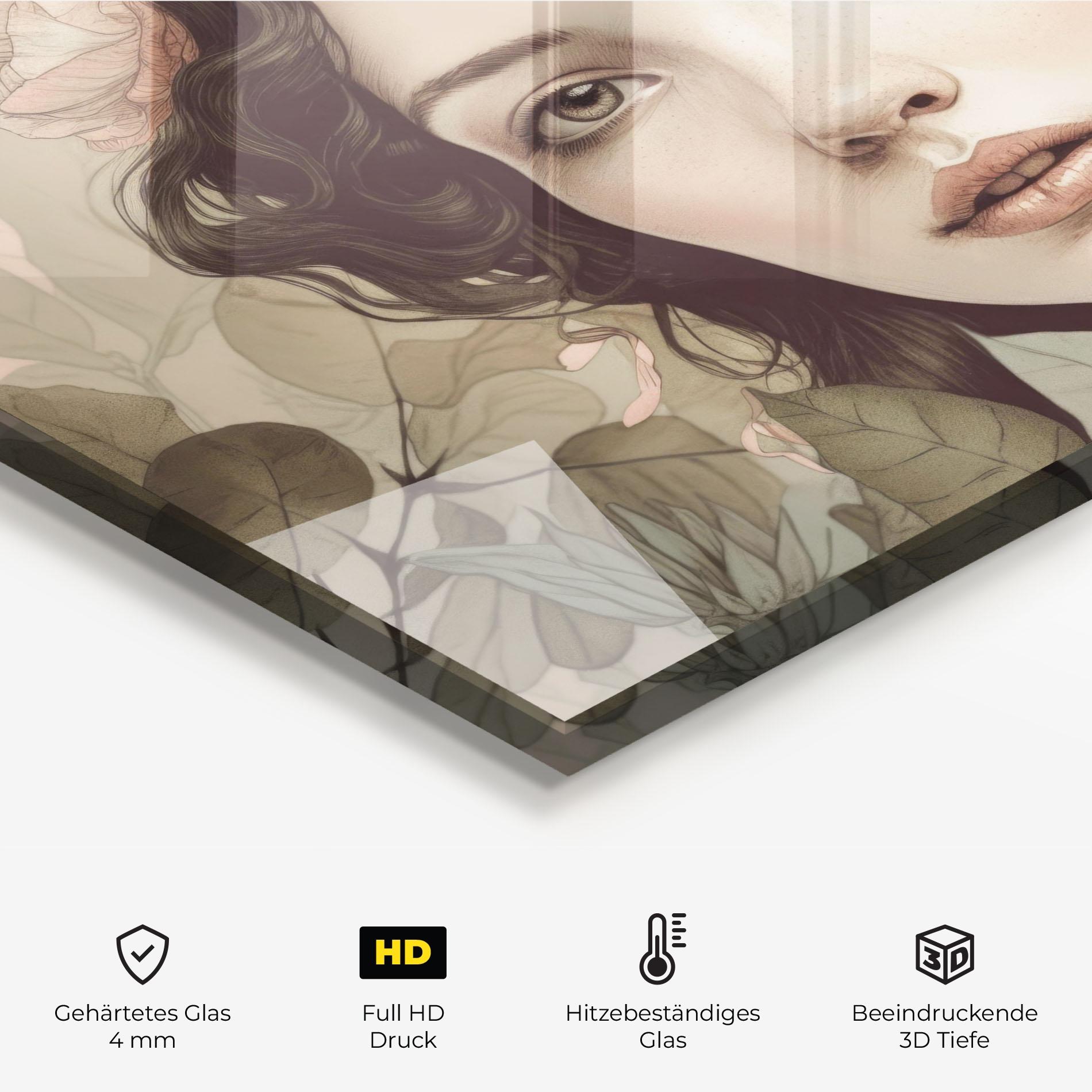 Küchenrückwand Glas Beautiful Vintage Portrait mockup 2