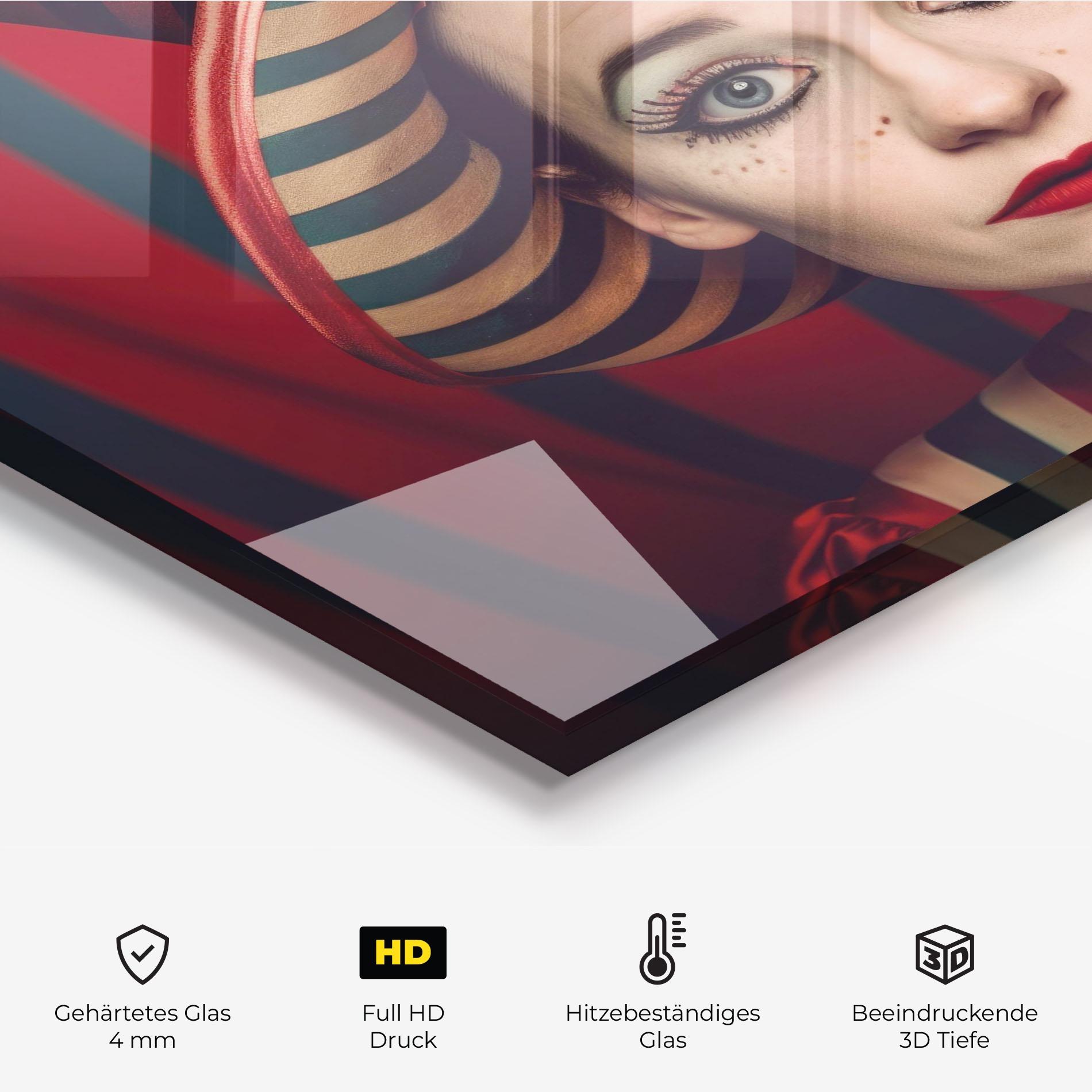 Küchenrückwand Glas Carnival Vintage Portrait mockup 2