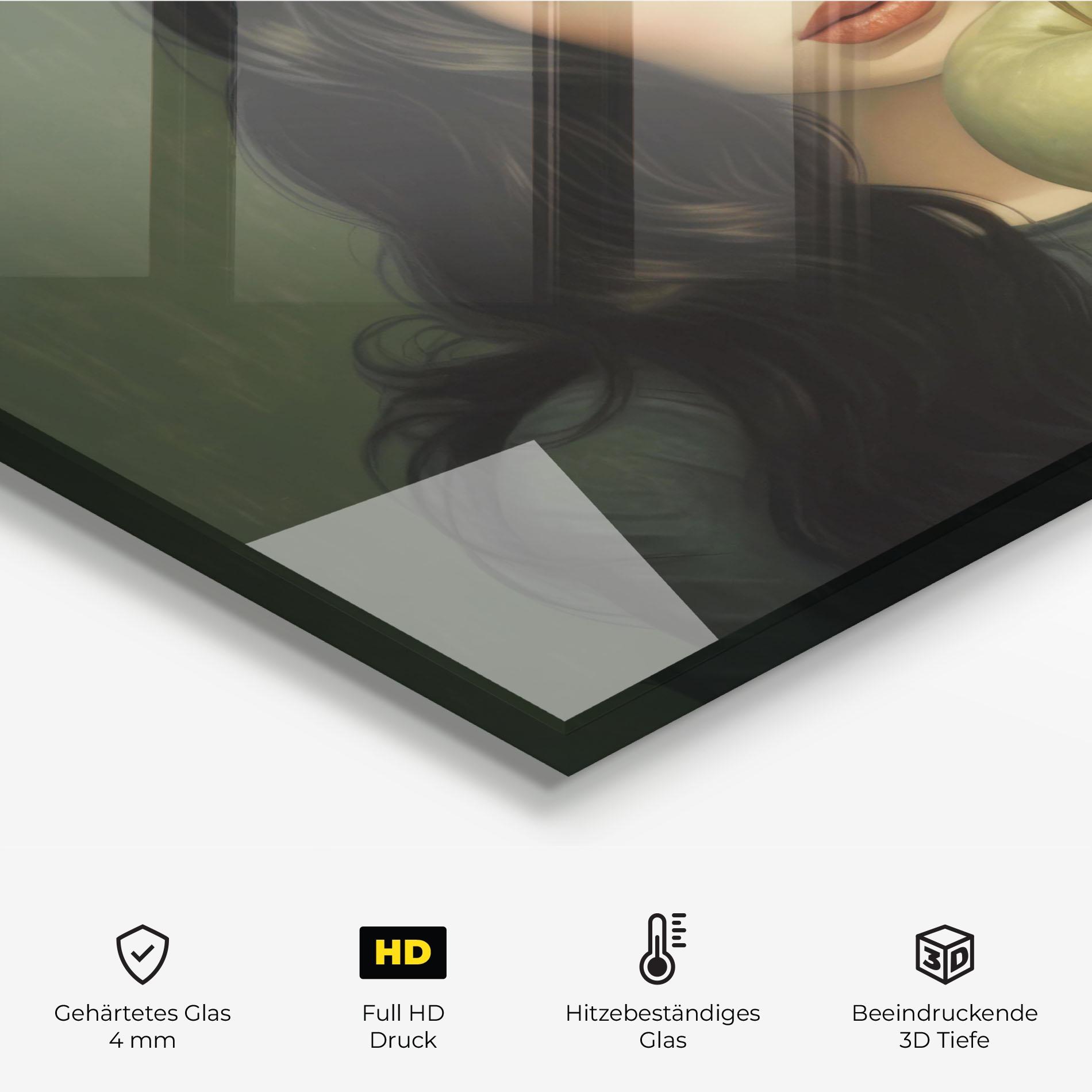 Küchenrückwand Glas Green Apple Painting mockup 2