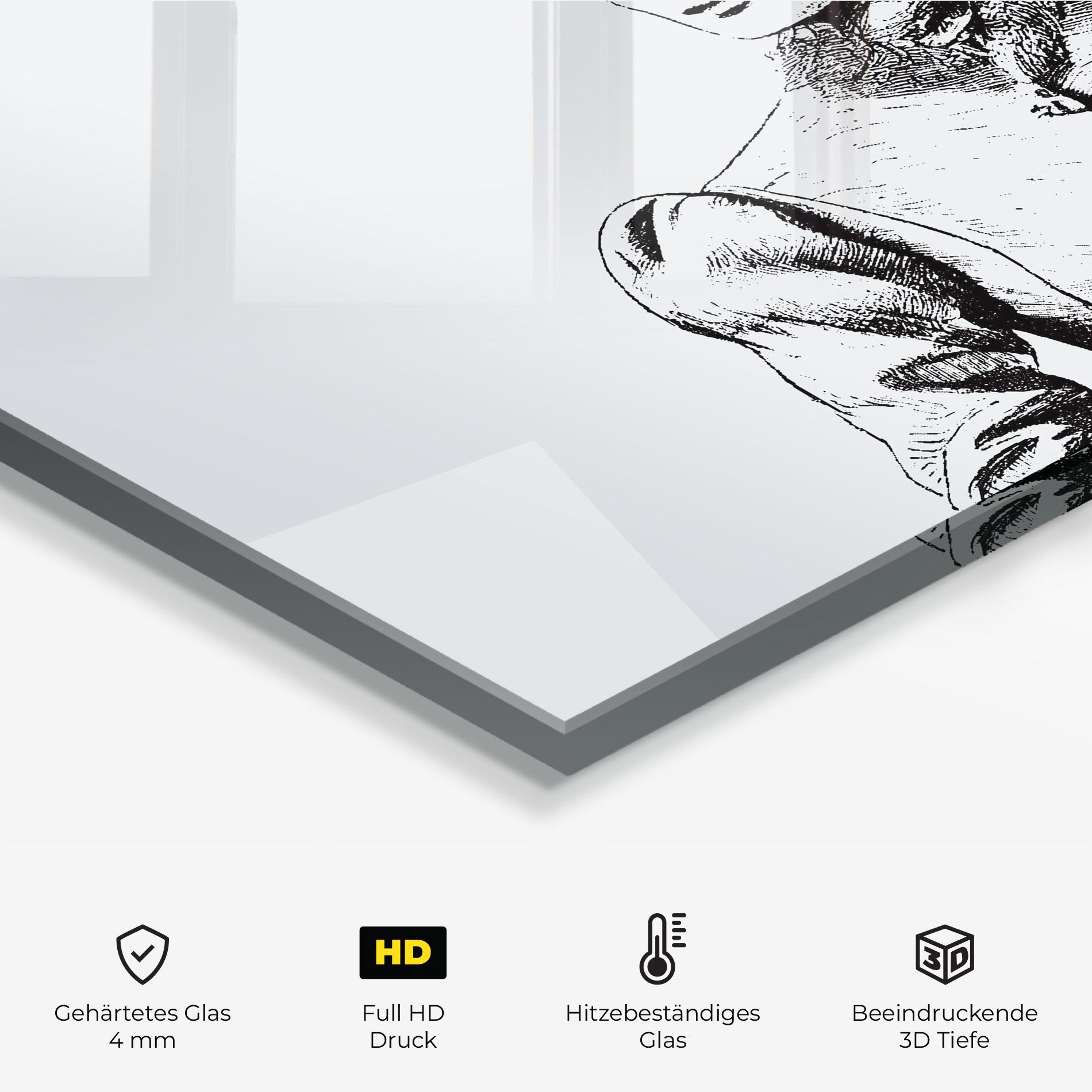 Küchenrückwand Glas Noble Lady Hat mockup 2