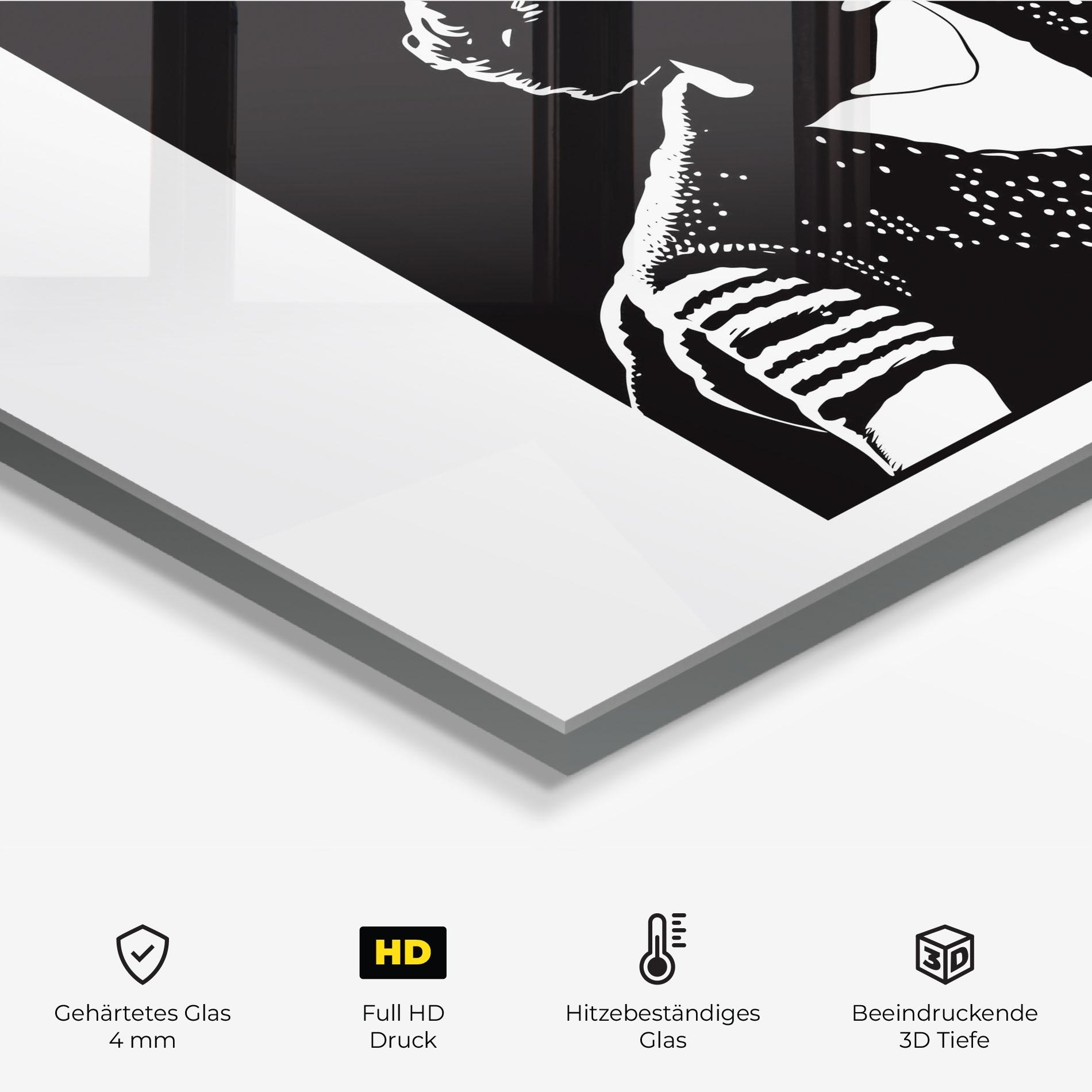 Küchenrückwand Glas Retro Woman mockup 2