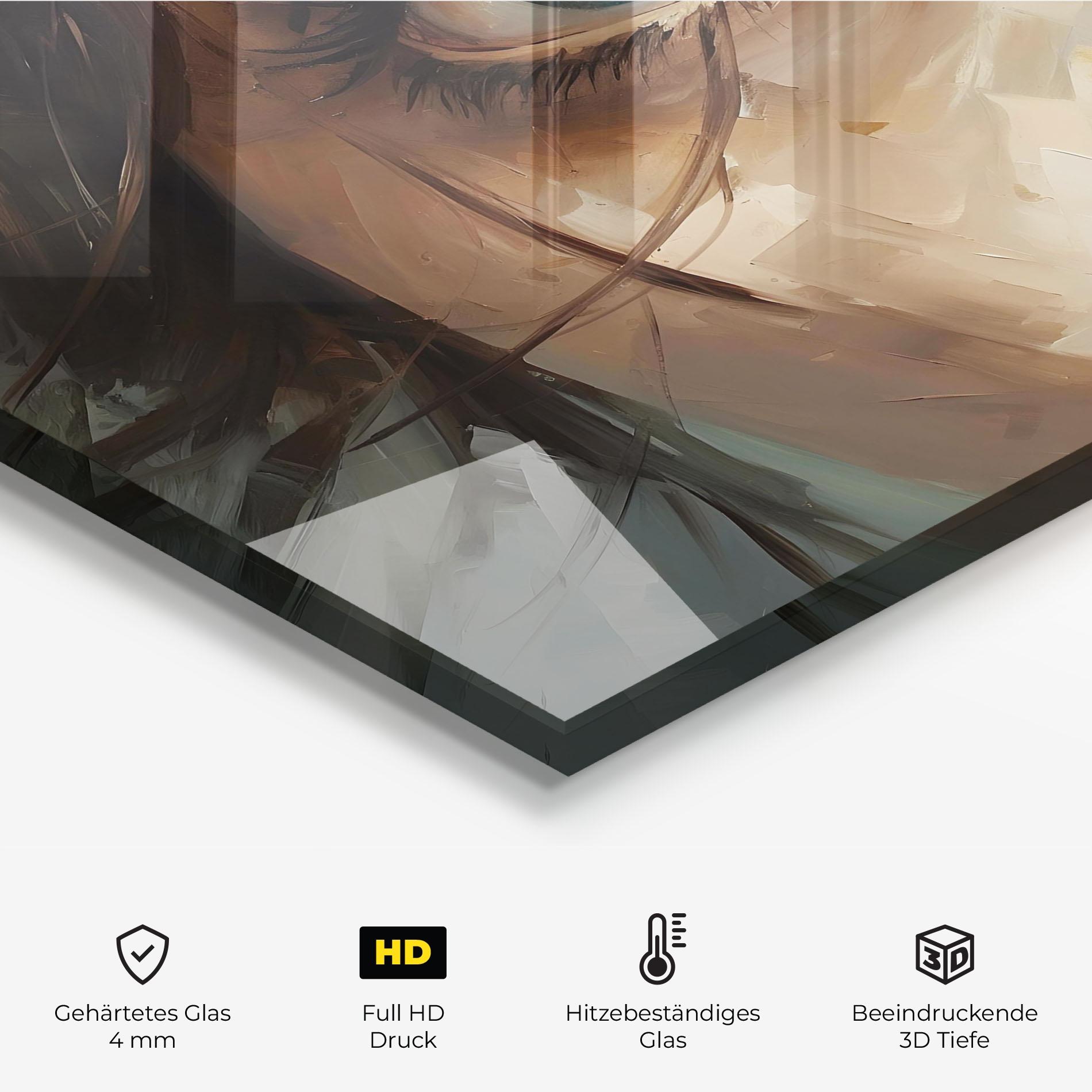 Küchenrückwand Glas Vintage Blue Eyes Art mockup 2