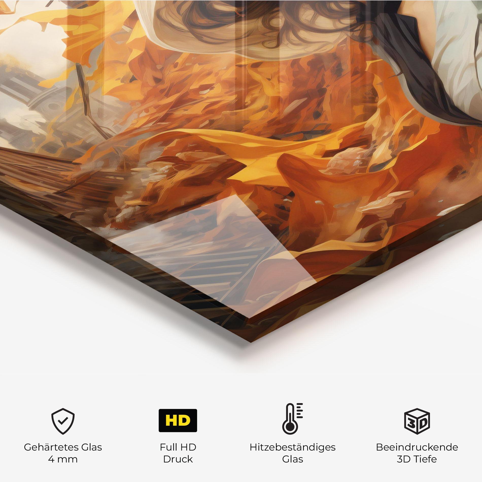 Küchenrückwand Glas Vintage Outfit On Orange mockup 2