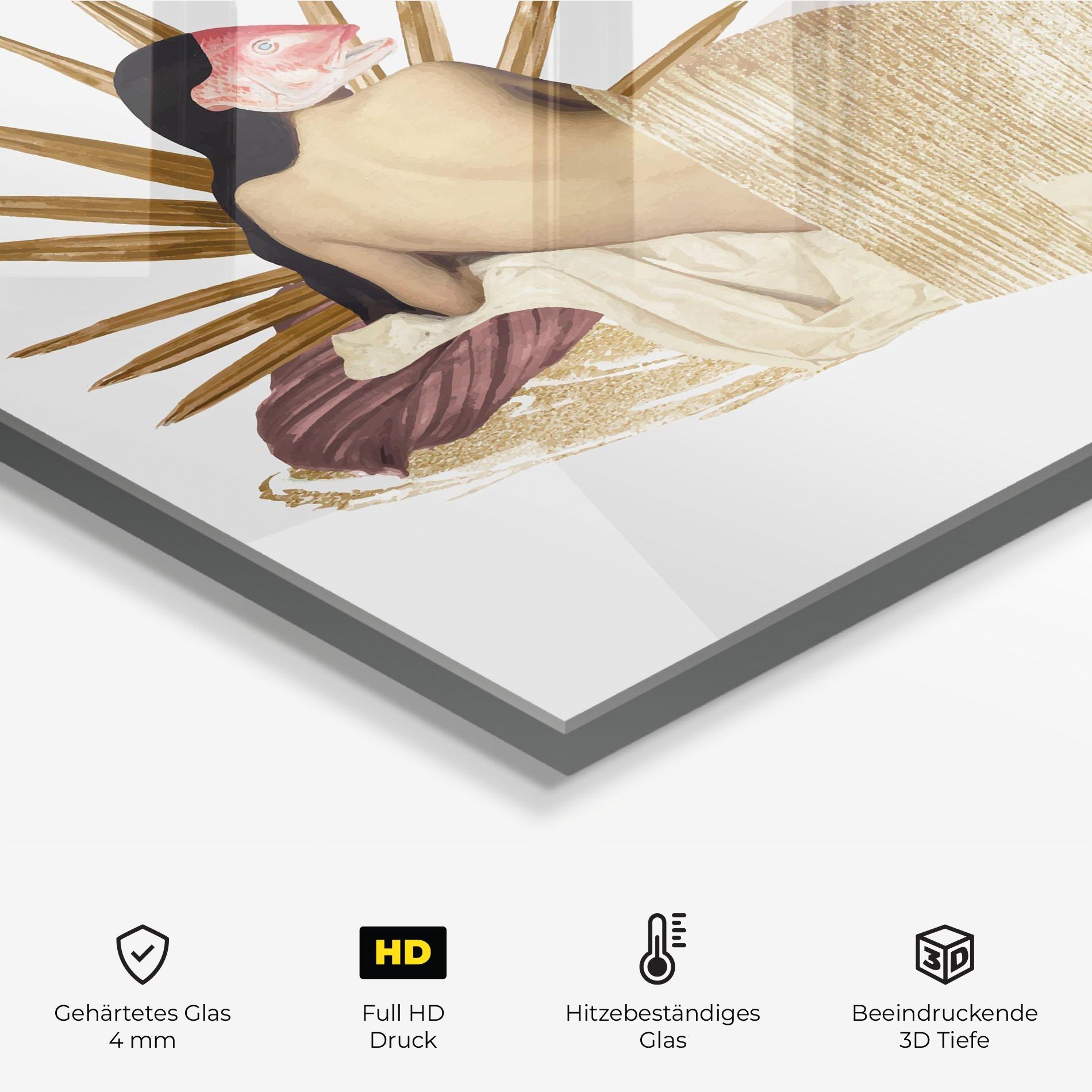 Küchenrückwand Glas Vintage Woman Art mockup 2