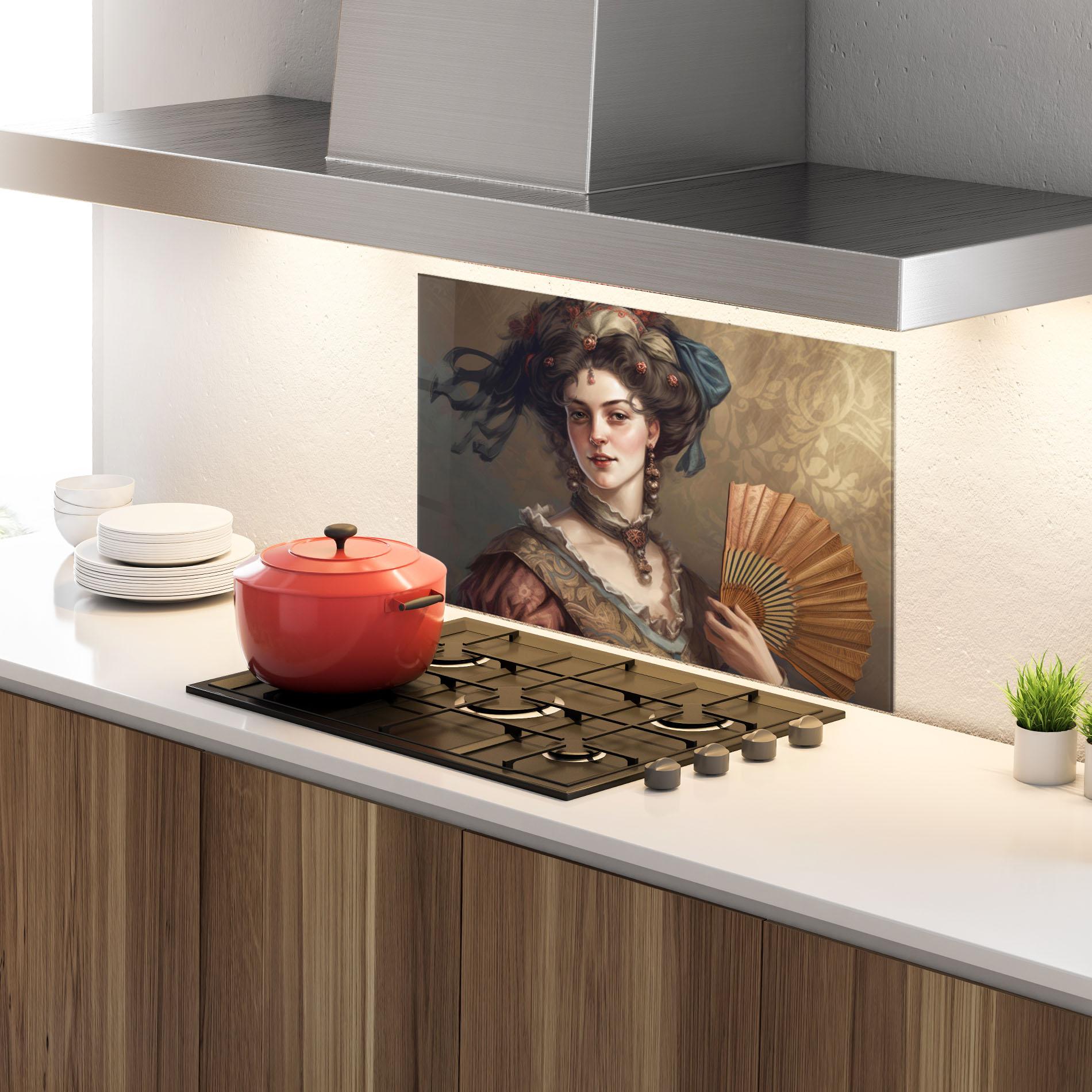 Küchenrückwand Glas Medieval Noblewoman mockup 4