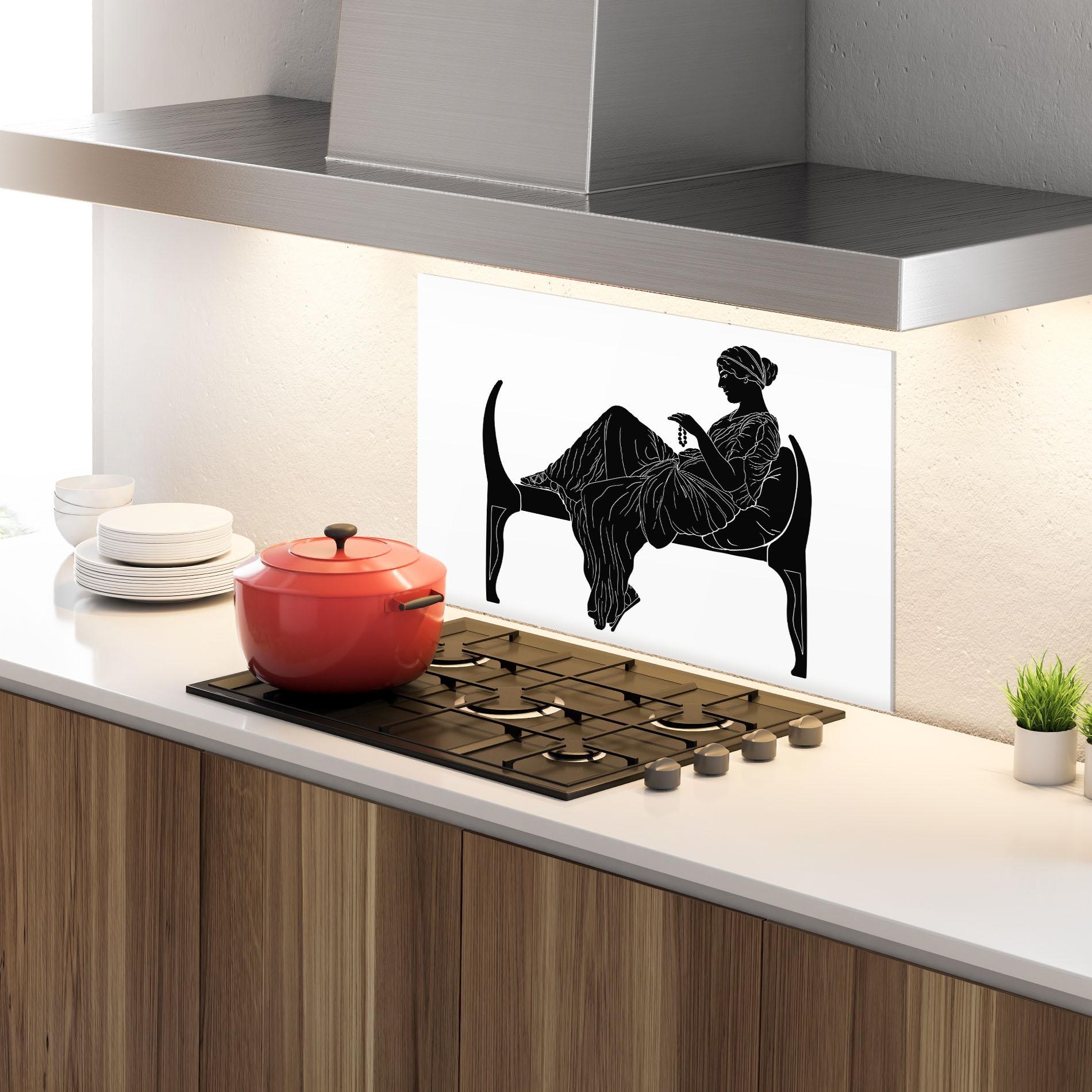 Küchenrückwand Glas Statue Pearls mockup 4