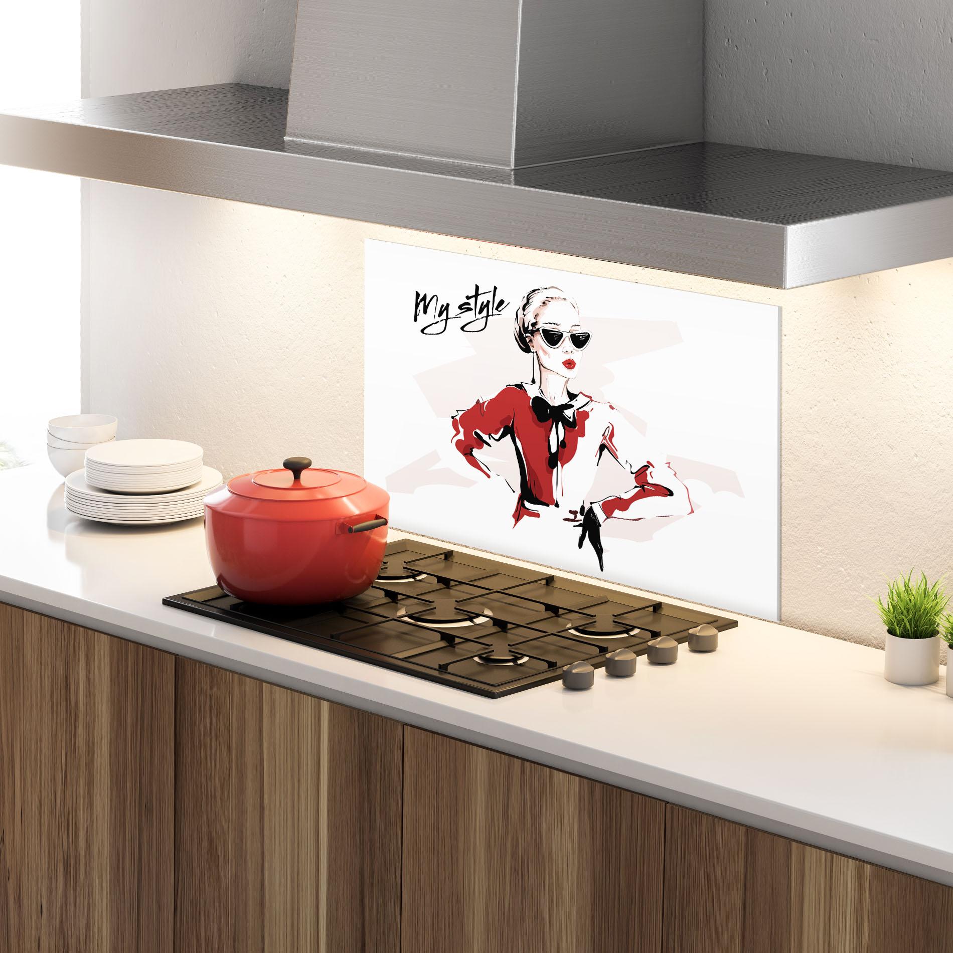 Küchenrückwand Glas Vintage My Style mockup 4