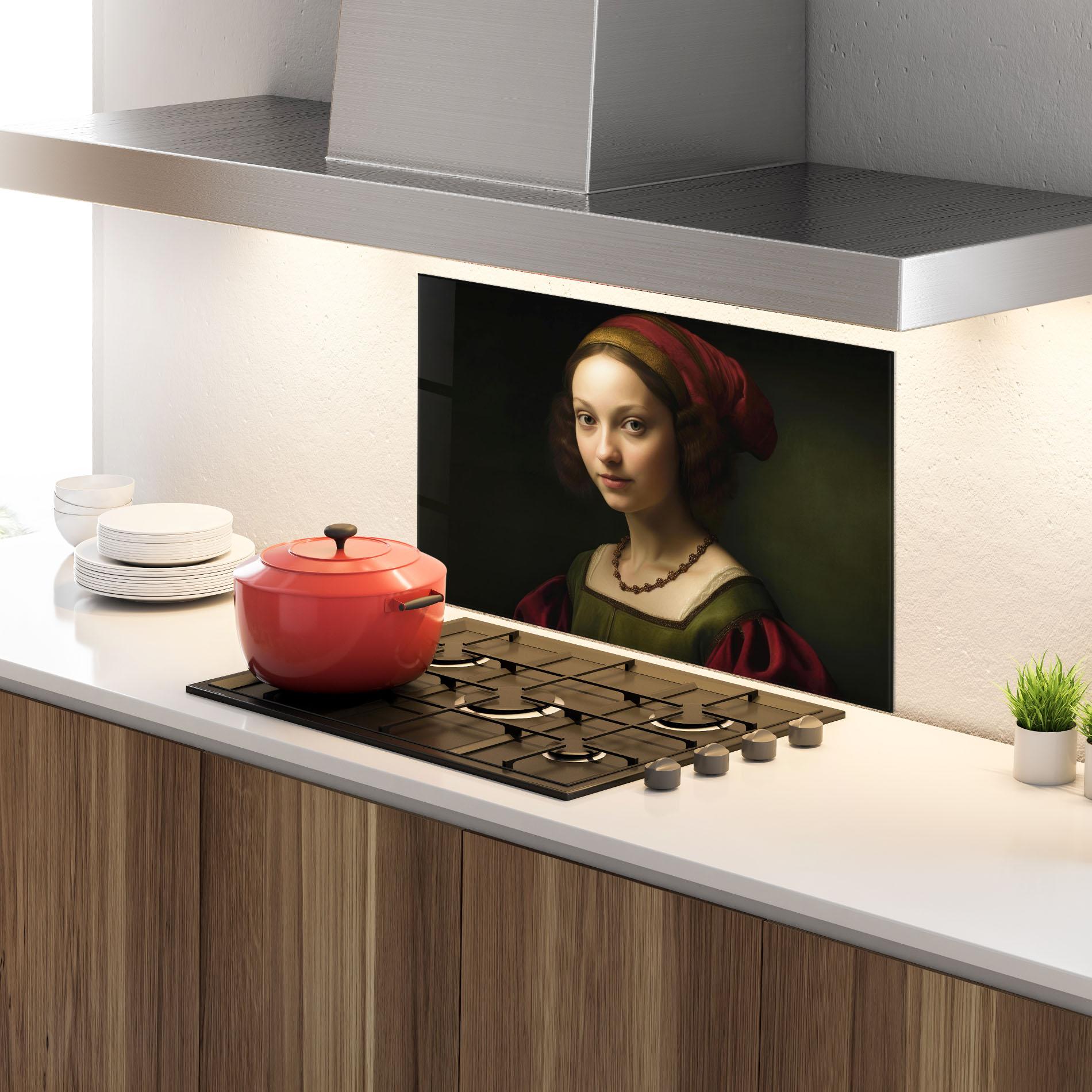 Küchenrückwand Glas Vintage Old Painting mockup 4