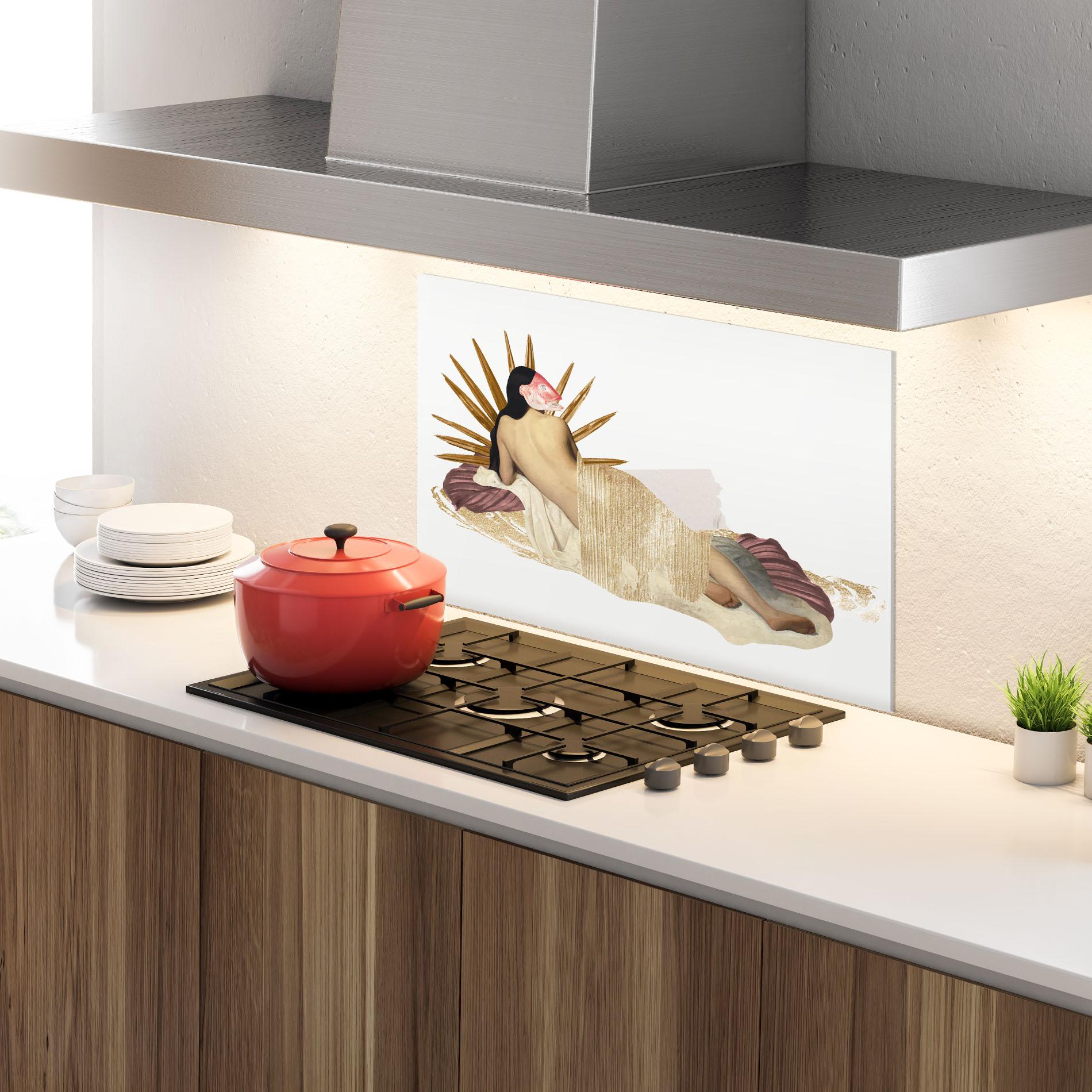 Küchenrückwand Glas Vintage Woman Art mockup 4