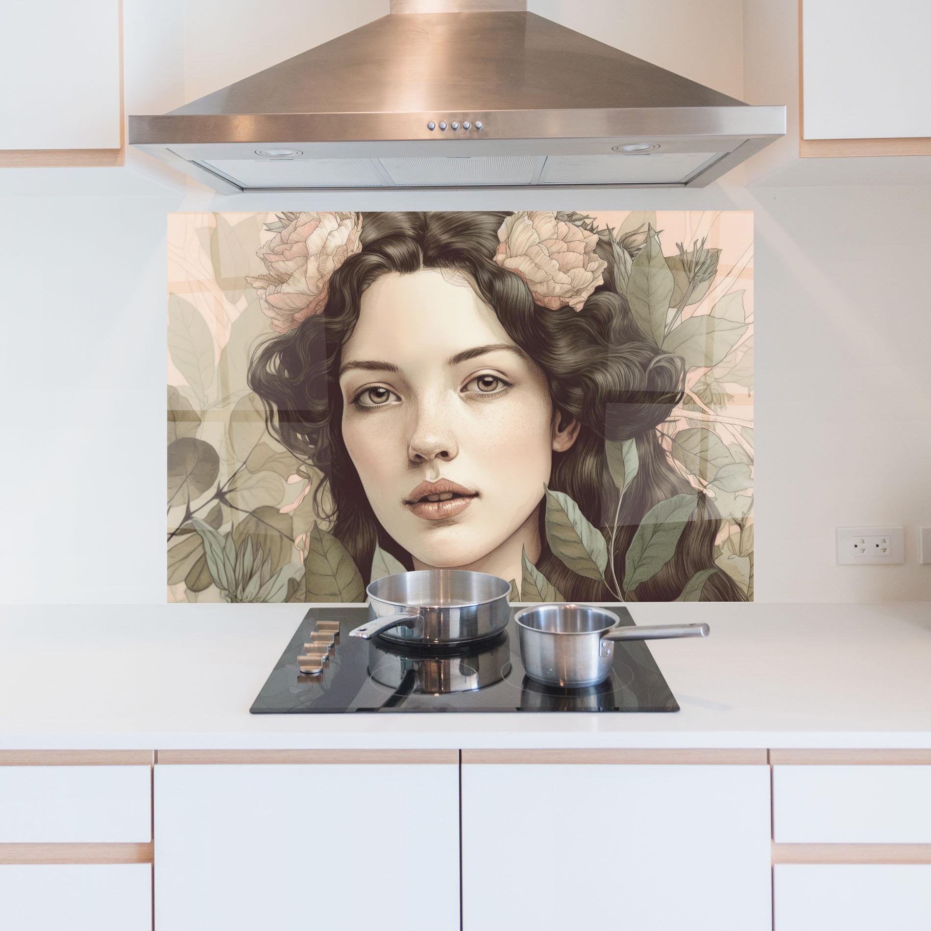 Küchenrückwand Glas Beautiful Vintage Portrait mockup 5