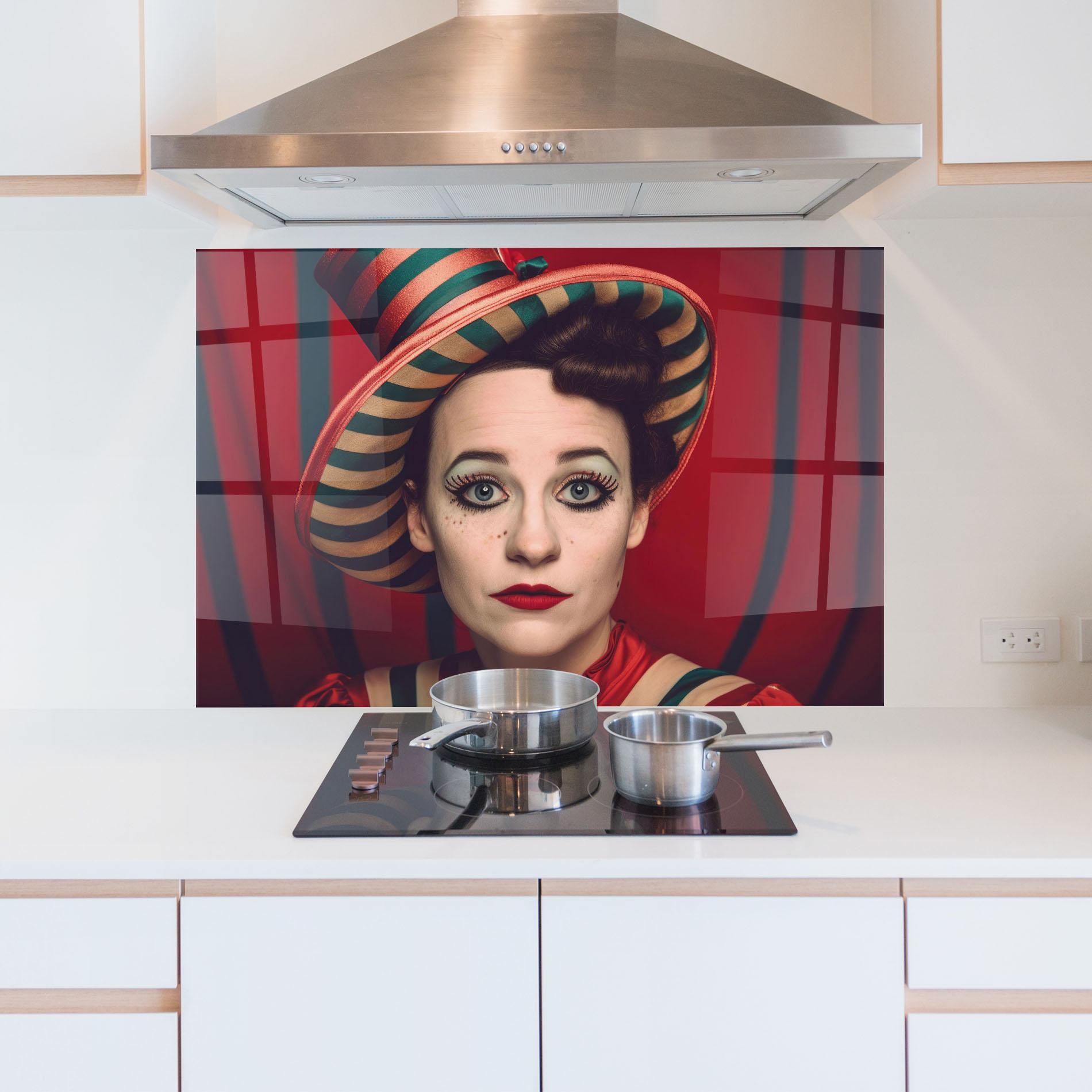 Küchenrückwand Glas Carnival Vintage Portrait mockup 5