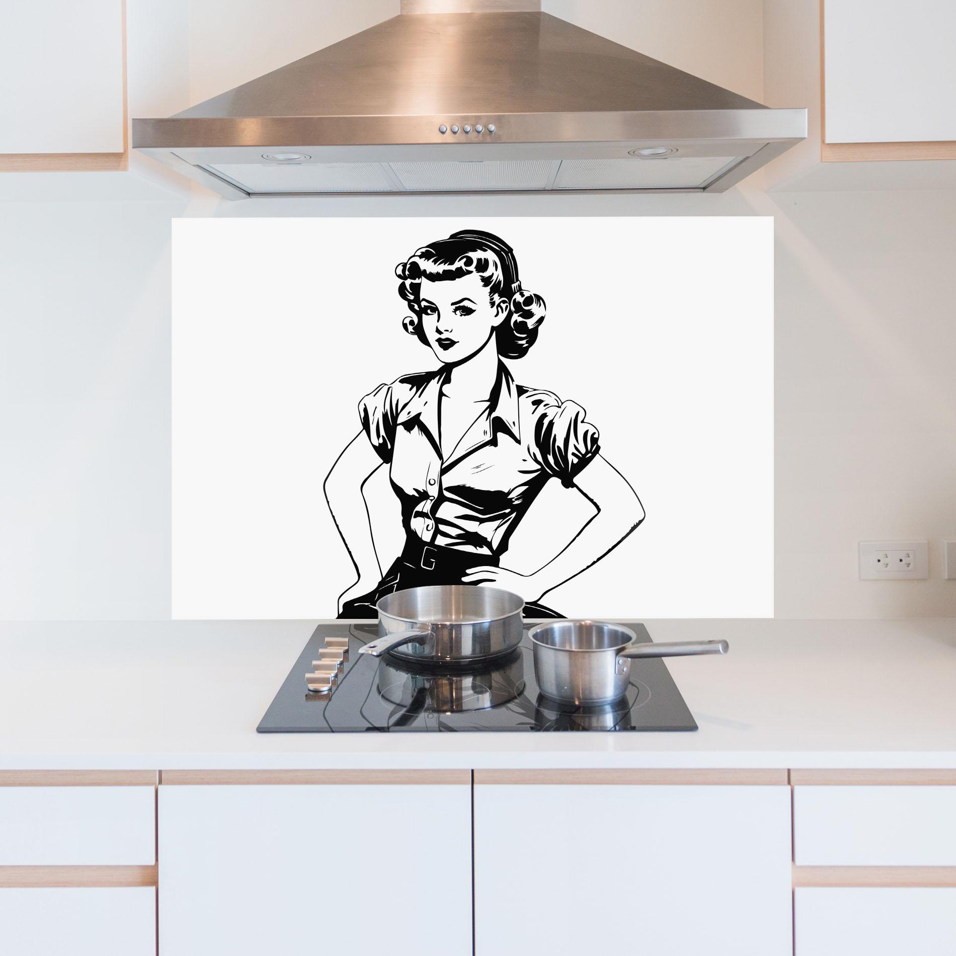 Küchenrückwand Glas Pretty Shilouette Girl mockup 5