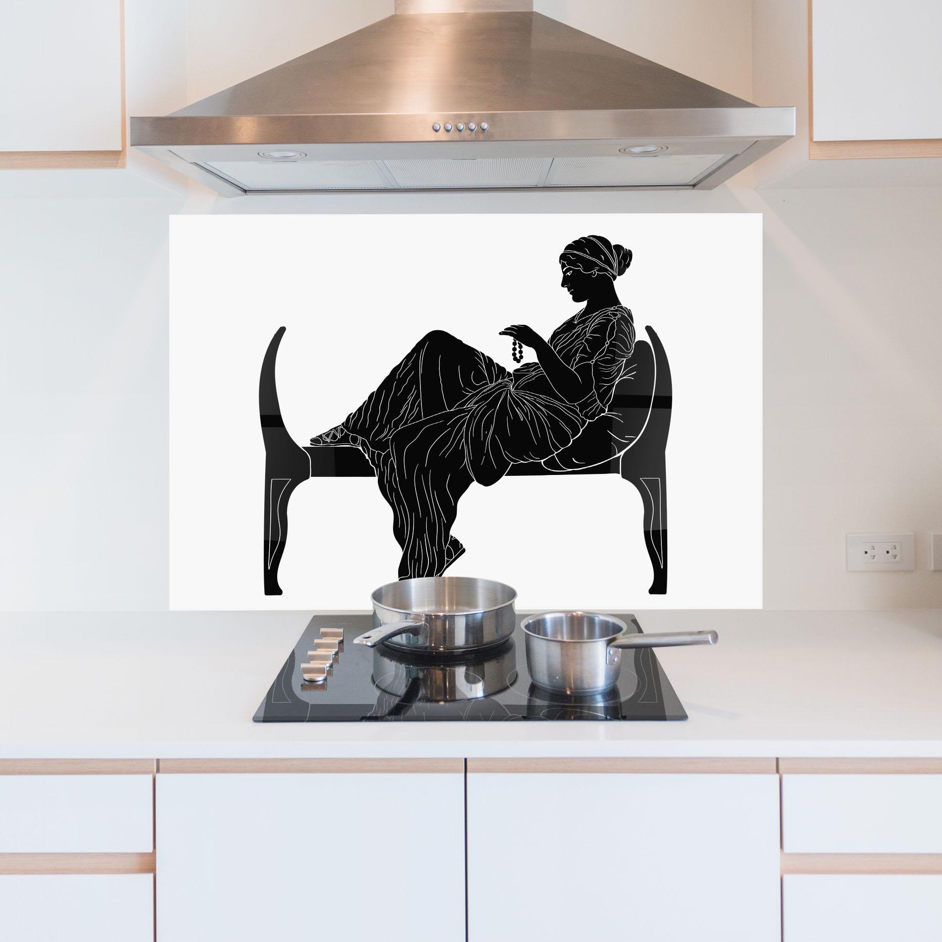 Küchenrückwand Glas Statue Pearls mockup 5