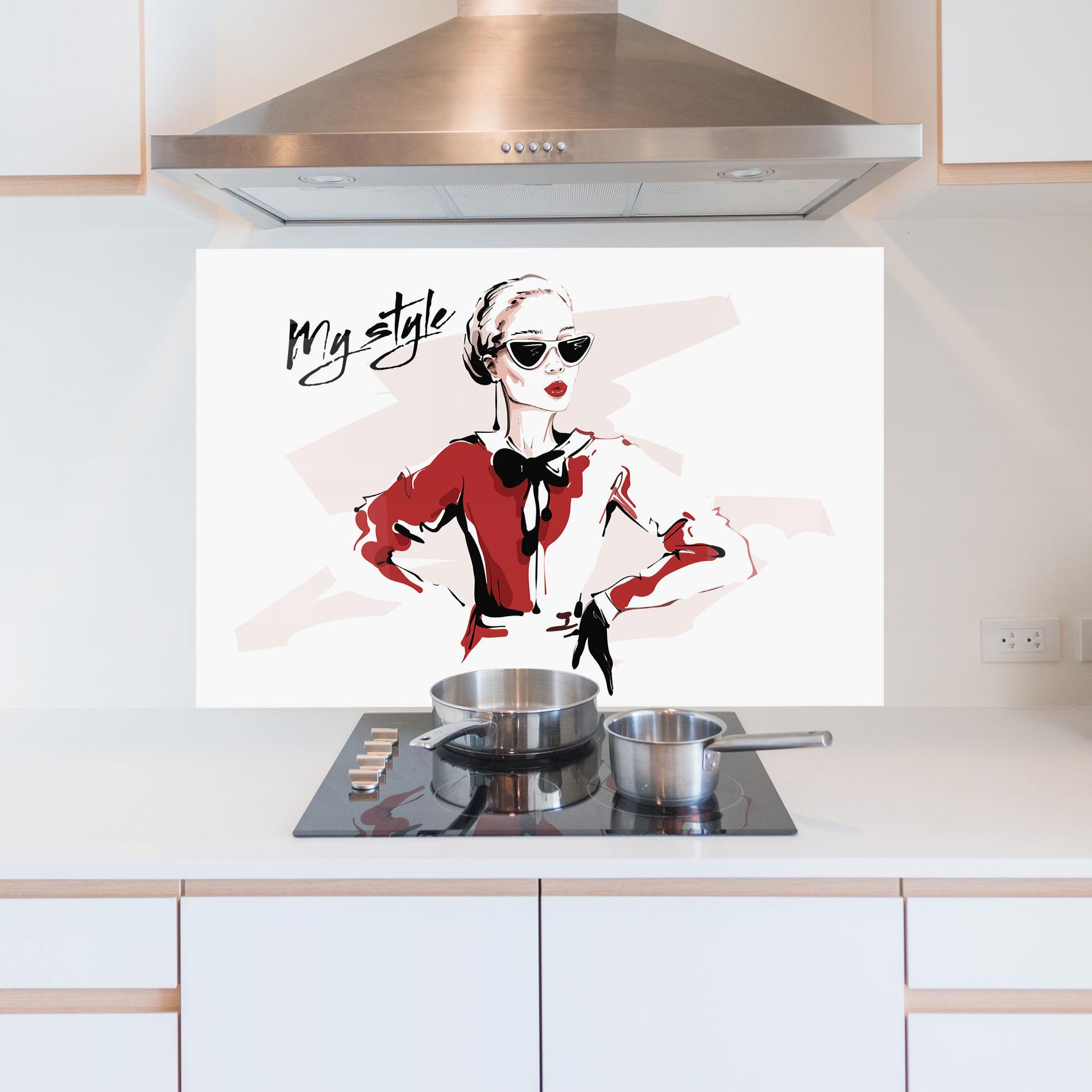 Küchenrückwand Glas Vintage My Style mockup 5