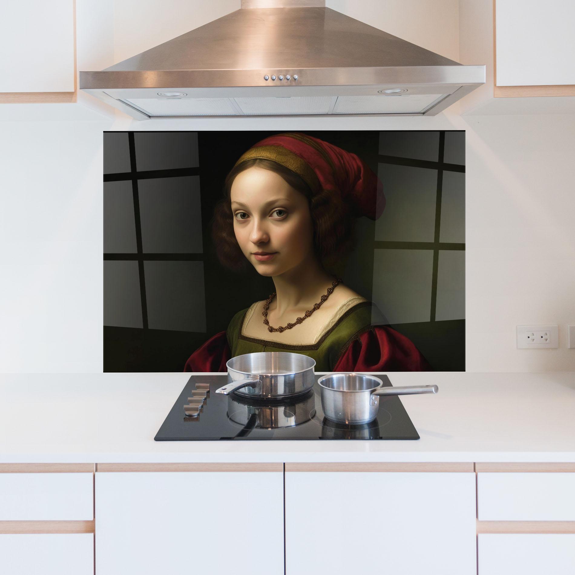 Küchenrückwand Glas Vintage Old Painting mockup 5