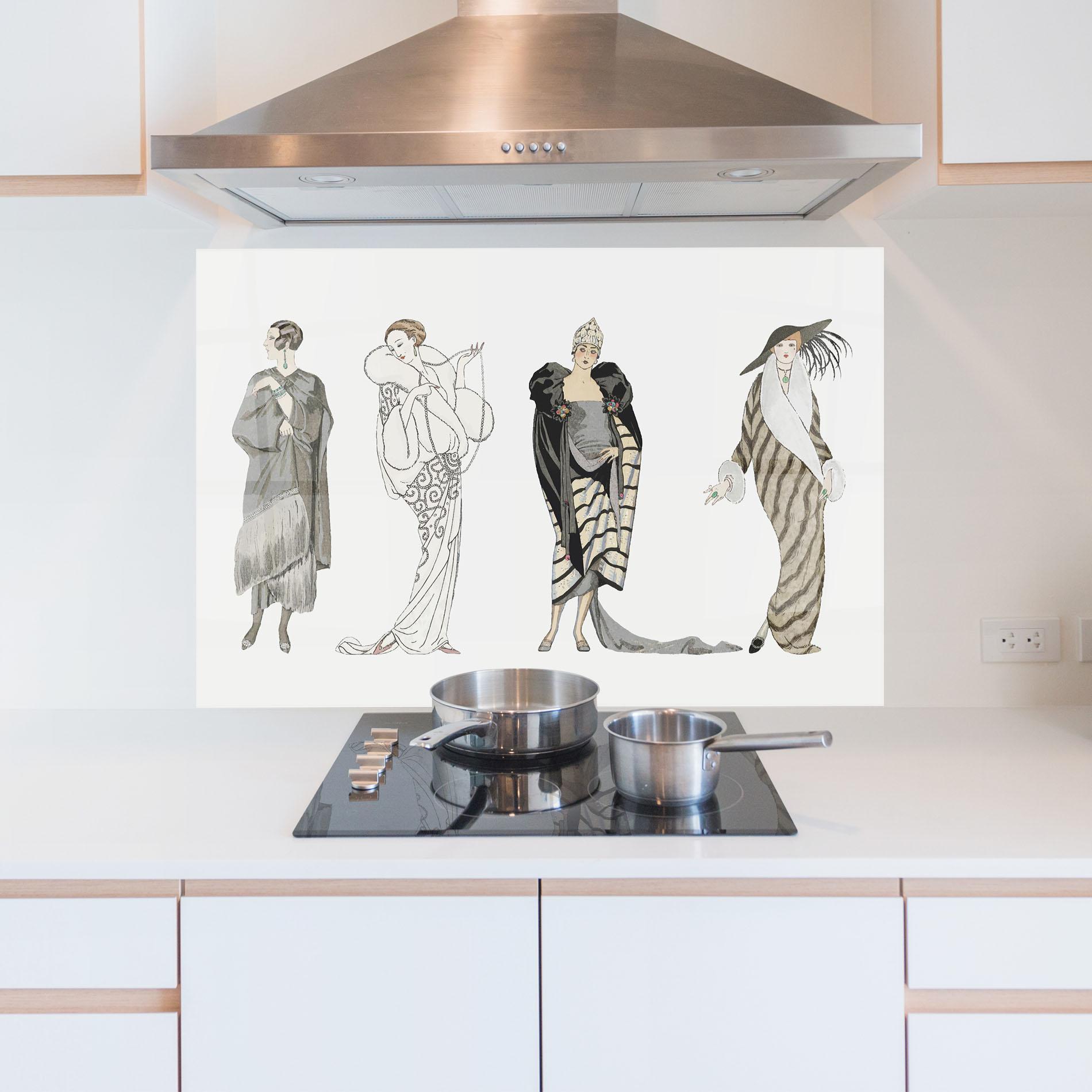 Küchenrückwand Glas Vintage Outfits mockup 5