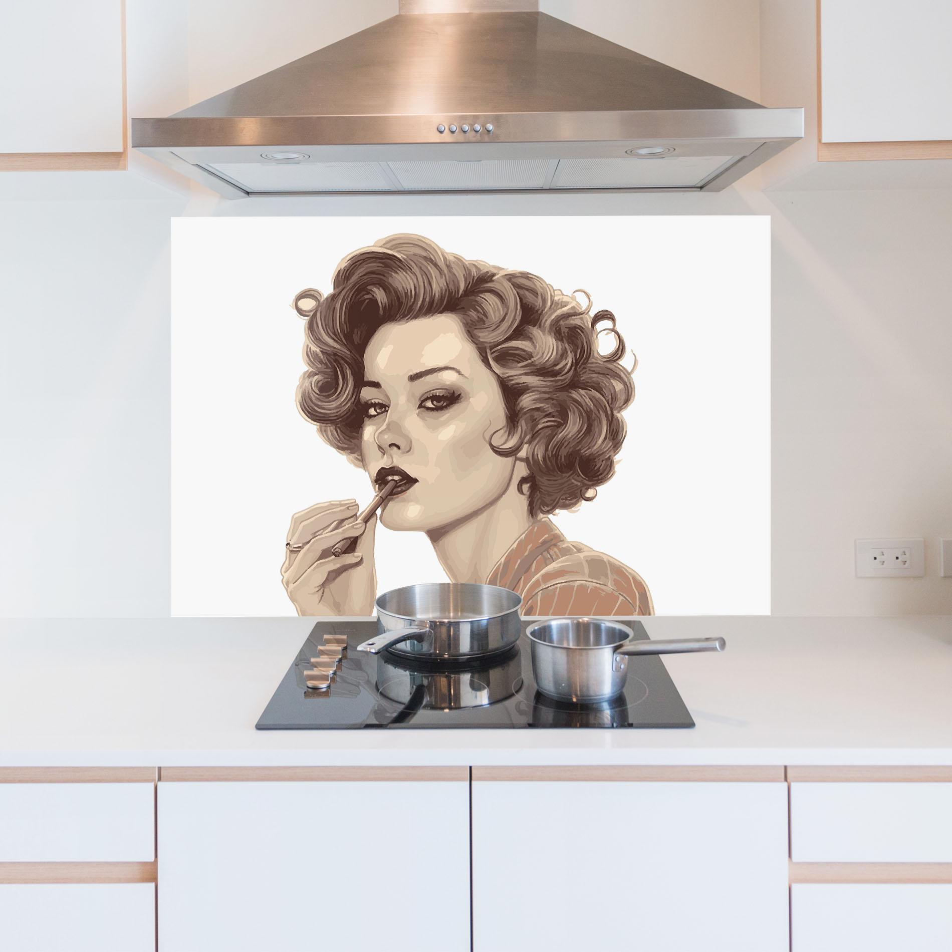 Küchenrückwand Glas Vintage Smoking mockup 5