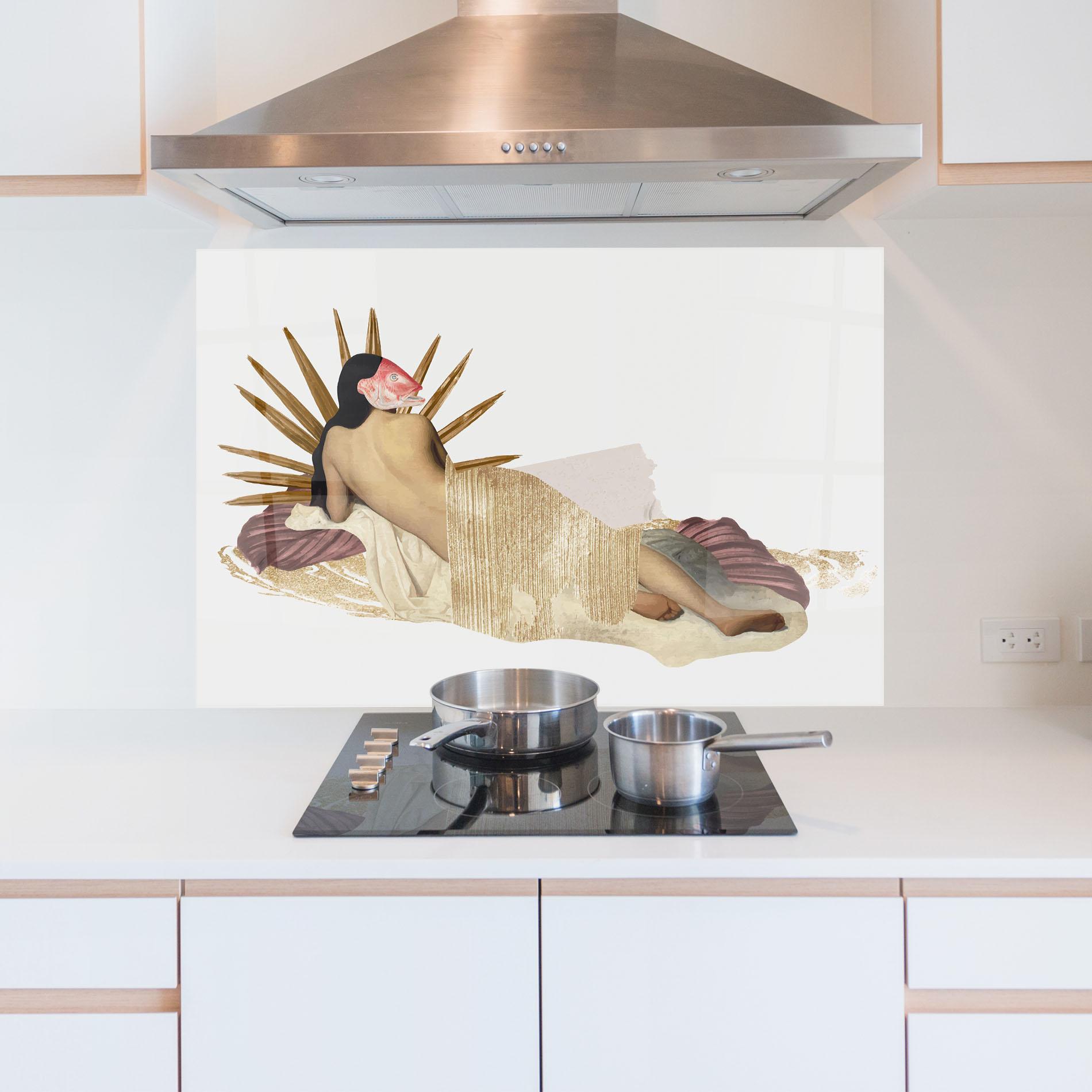 Küchenrückwand Glas Vintage Woman Art mockup 5