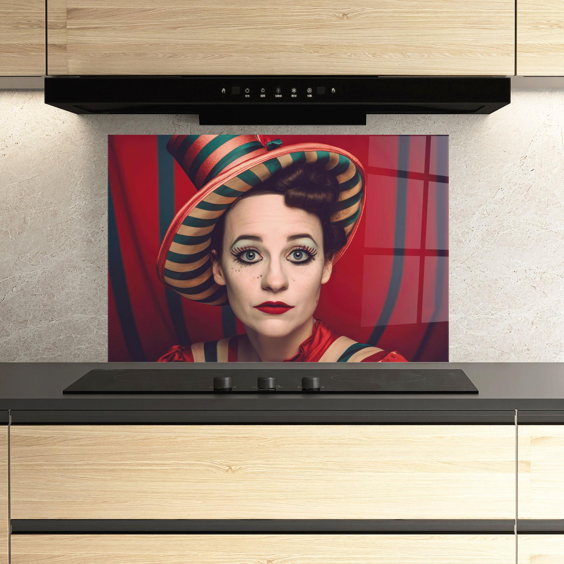 Küchenrückwand Glas Carnival Vintage Portrait mockup 3