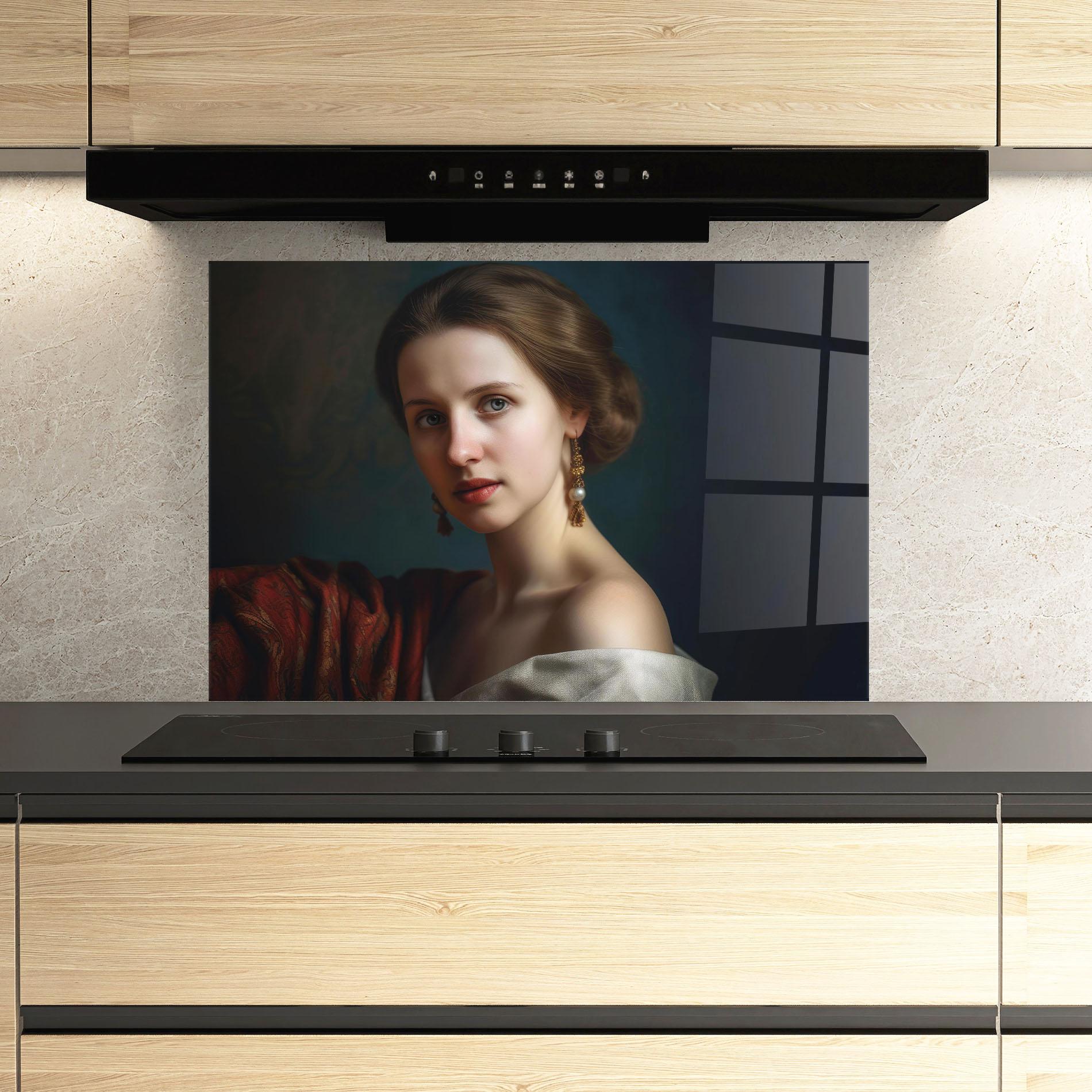 Küchenrückwand Glas Classical Painting mockup 3