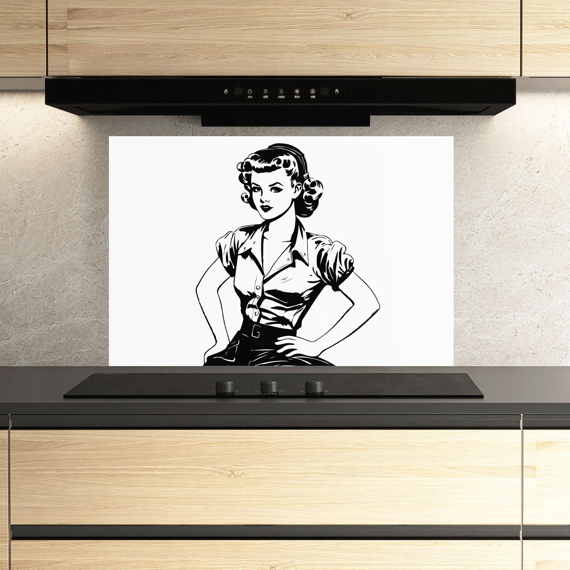 Küchenrückwand Glas Pretty Shilouette Girl mockup 3