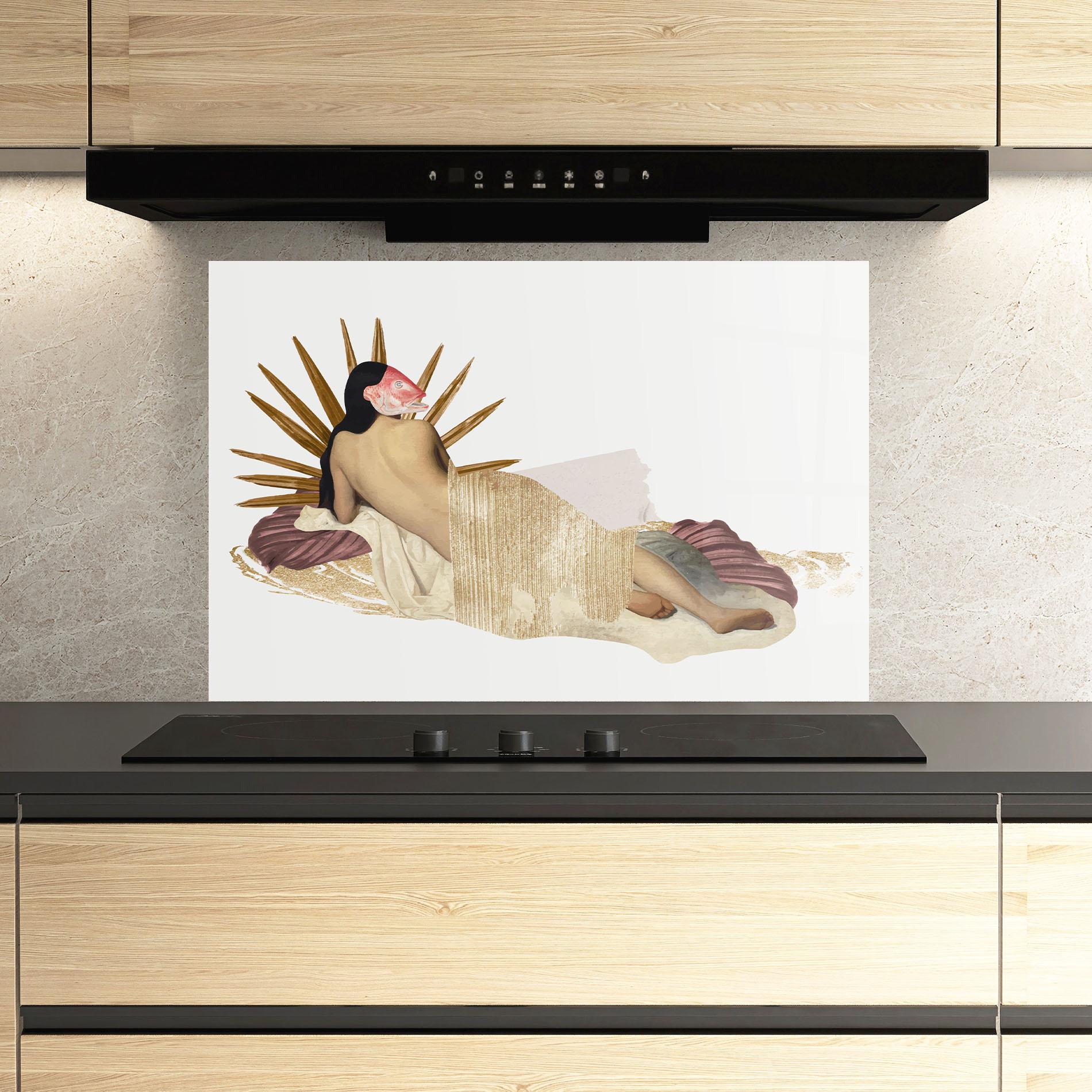 Küchenrückwand Glas Vintage Woman Art mockup 3