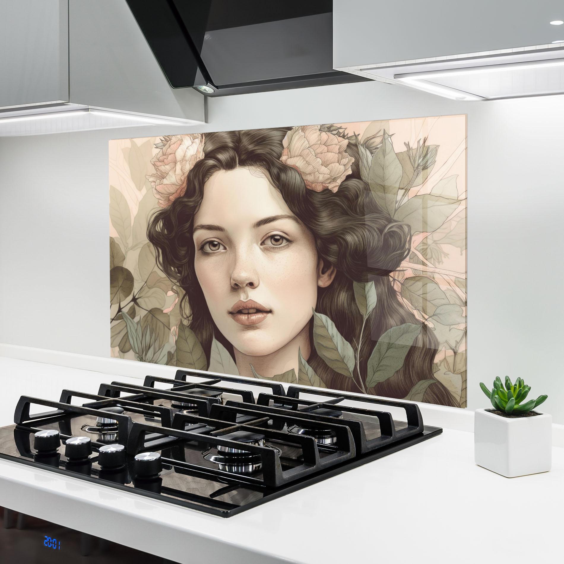 Küchenrückwand Glas Beautiful Vintage Portrait mockup 6