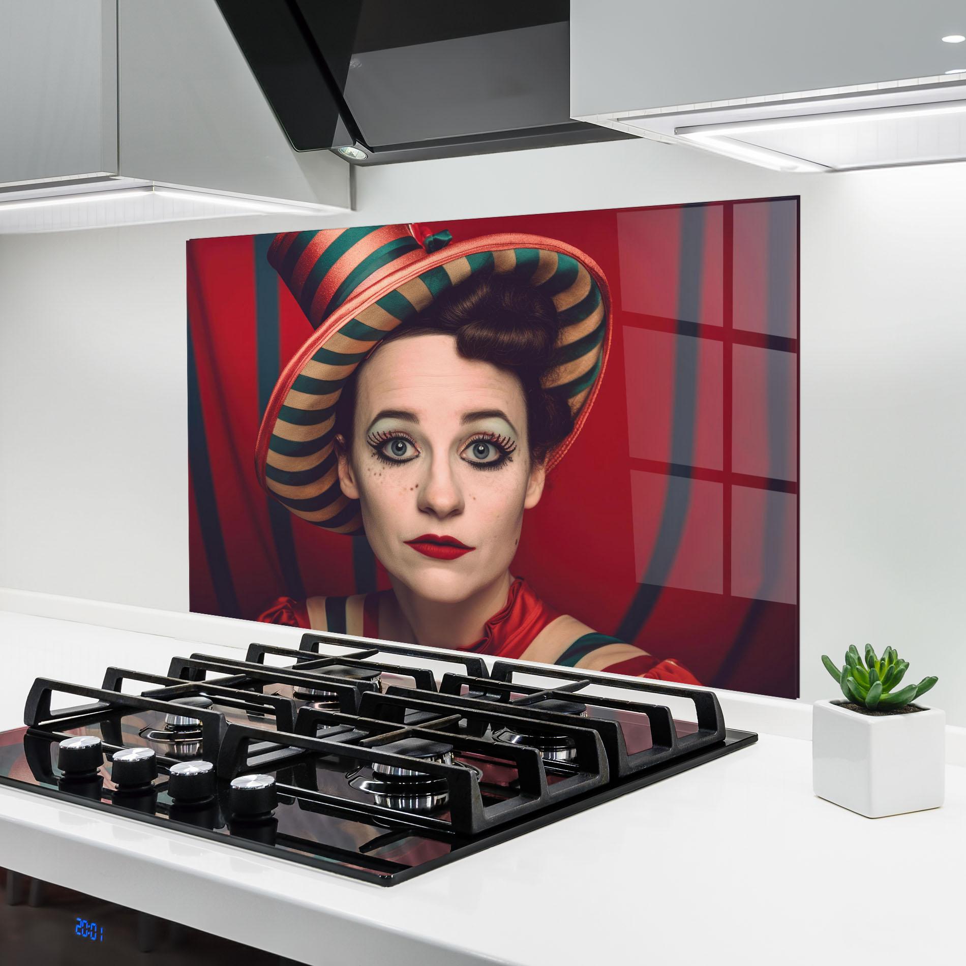 Küchenrückwand Glas Carnival Vintage Portrait mockup 6