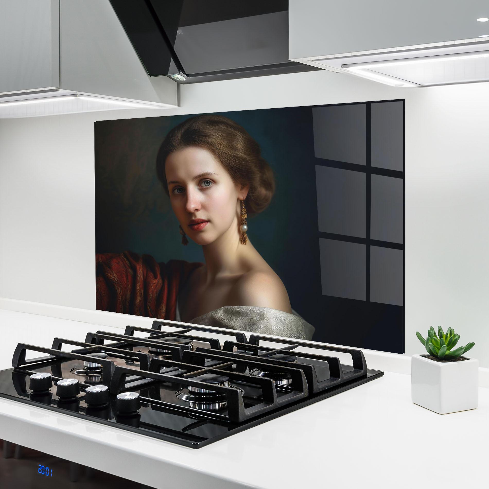 Küchenrückwand Glas Classical Painting mockup 6