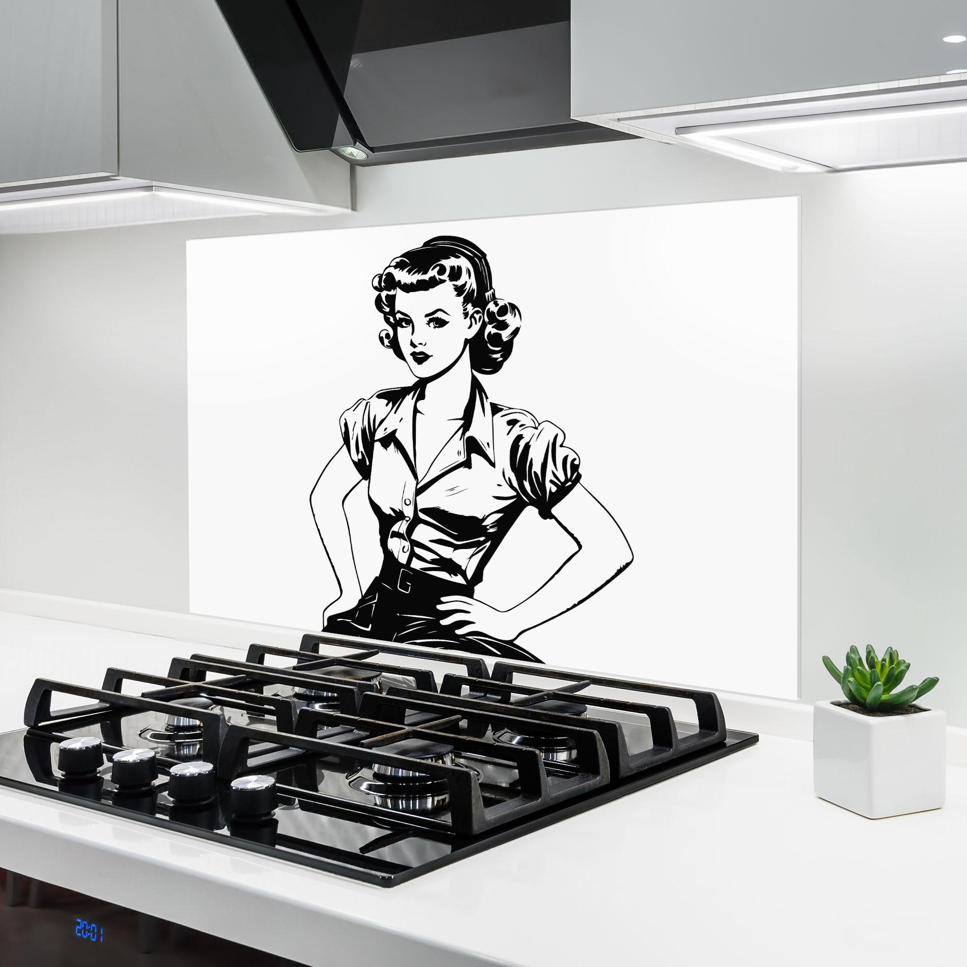 Küchenrückwand Glas Pretty Shilouette Girl mockup 6