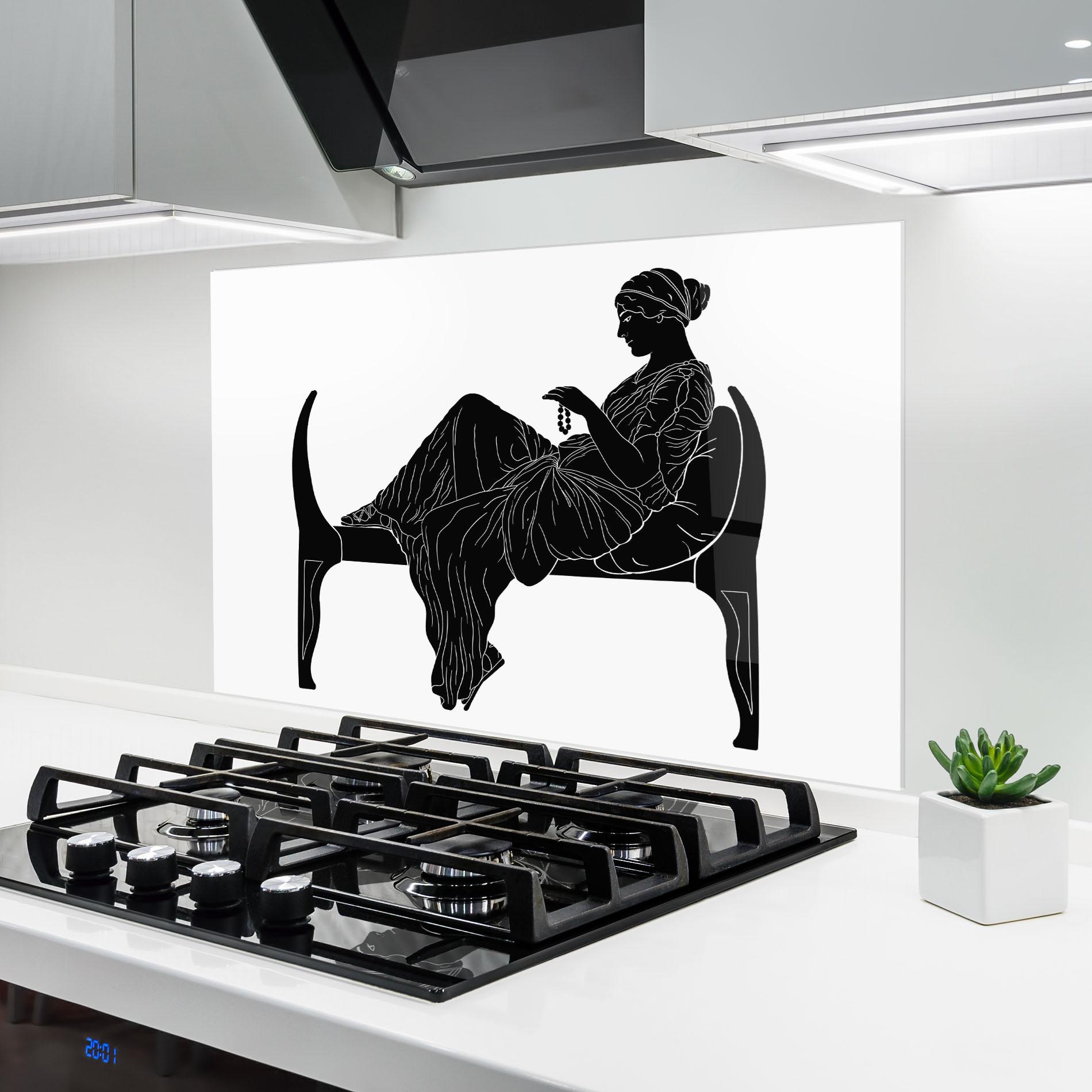 Küchenrückwand Glas Statue Pearls mockup 6