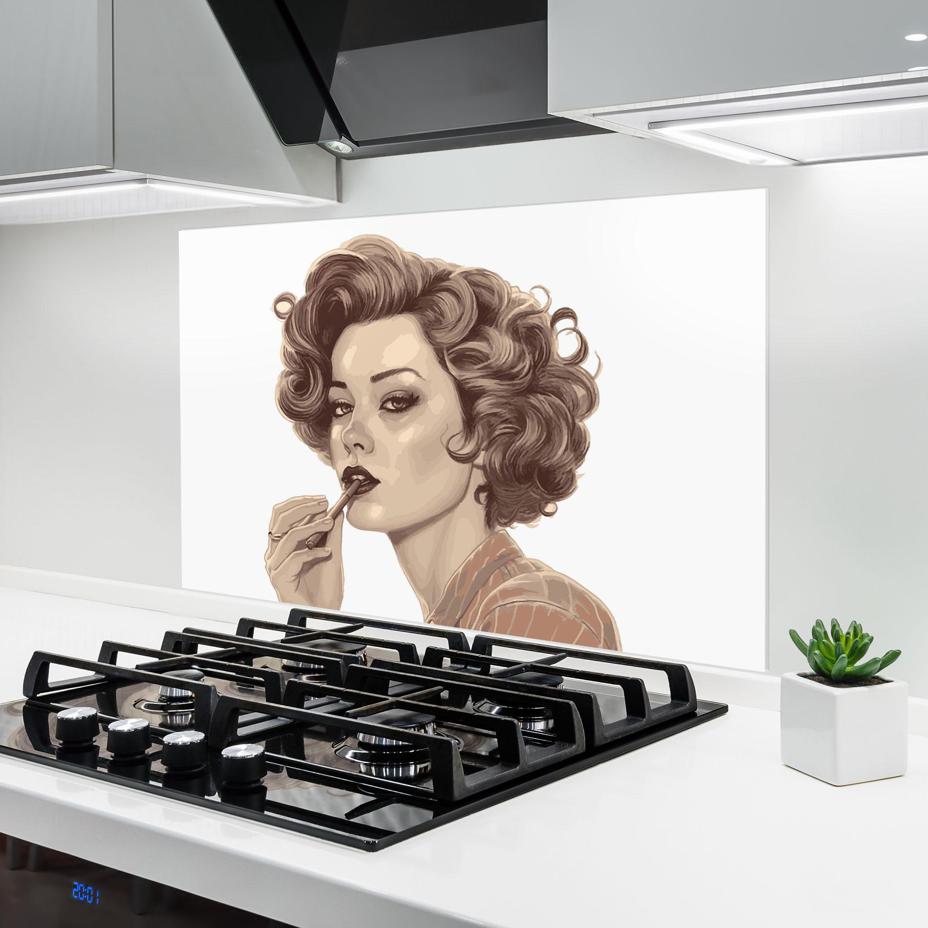 Küchenrückwand Glas Vintage Smoking mockup 6