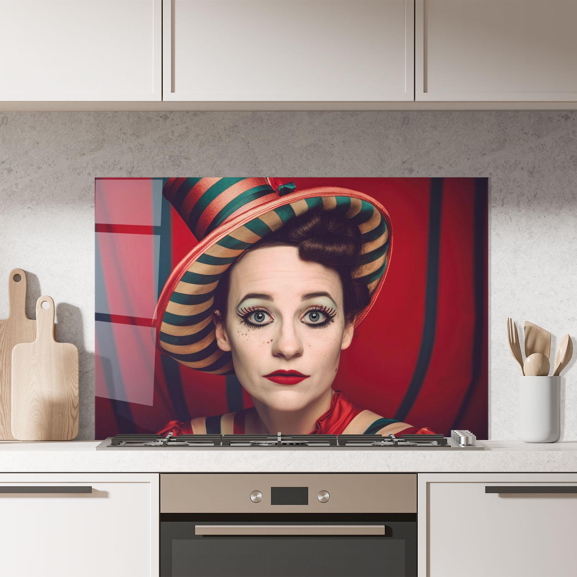 Küchenrückwand Glas Carnival Vintage Portrait mockup 7