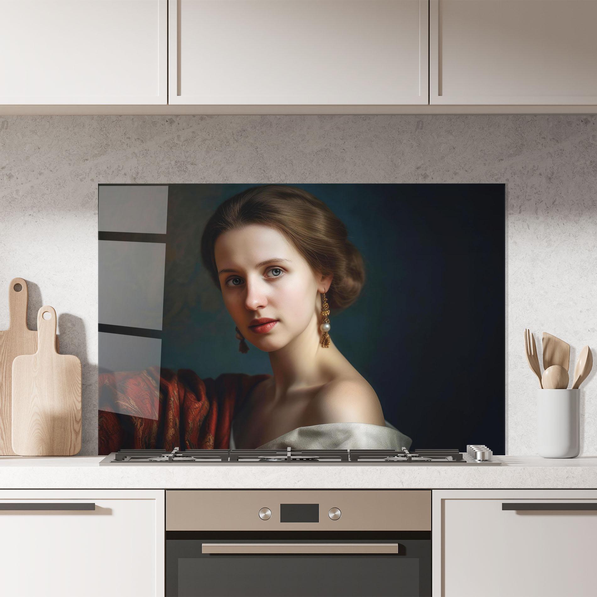 Küchenrückwand Glas Classical Painting mockup 7