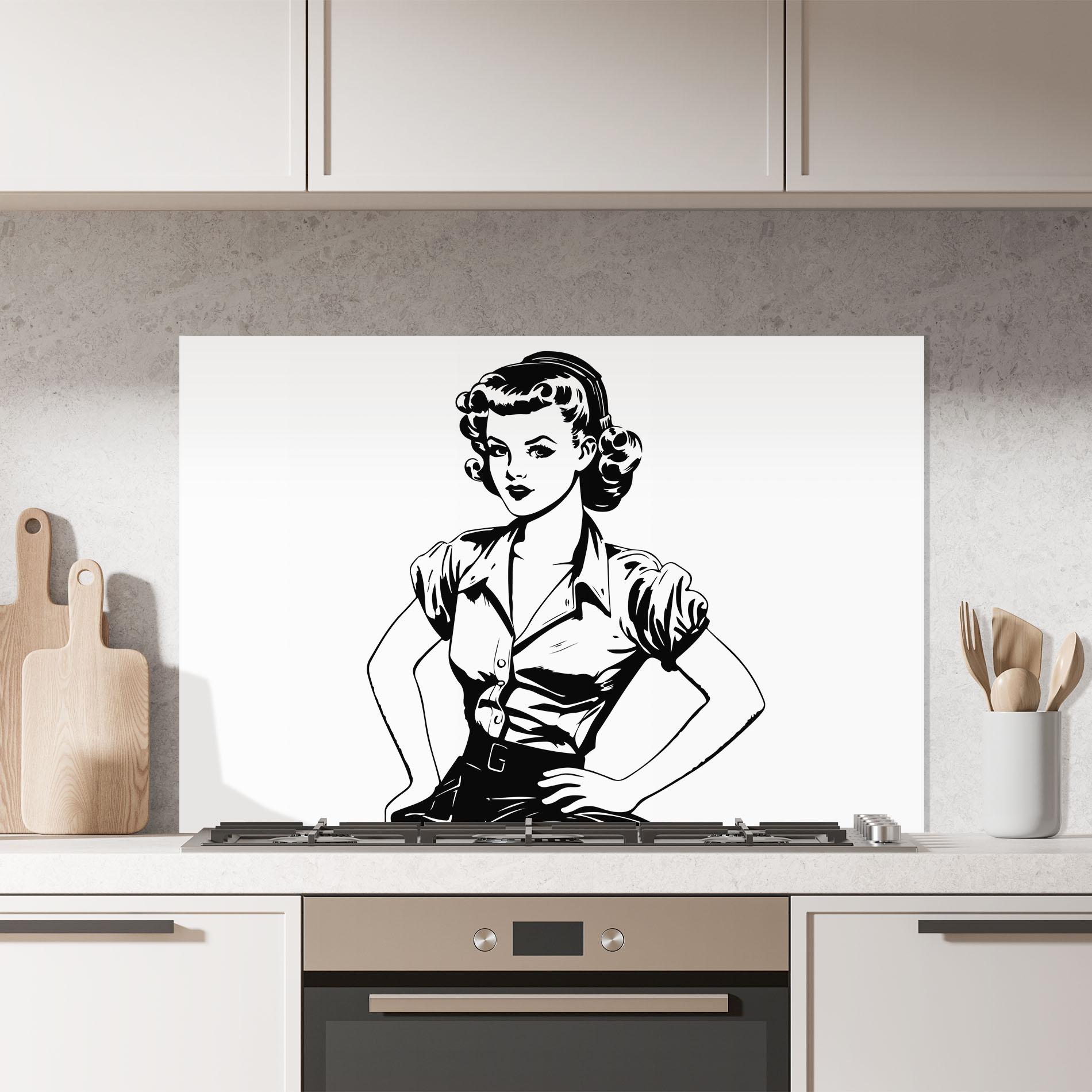 Küchenrückwand Glas Pretty Shilouette Girl mockup 7