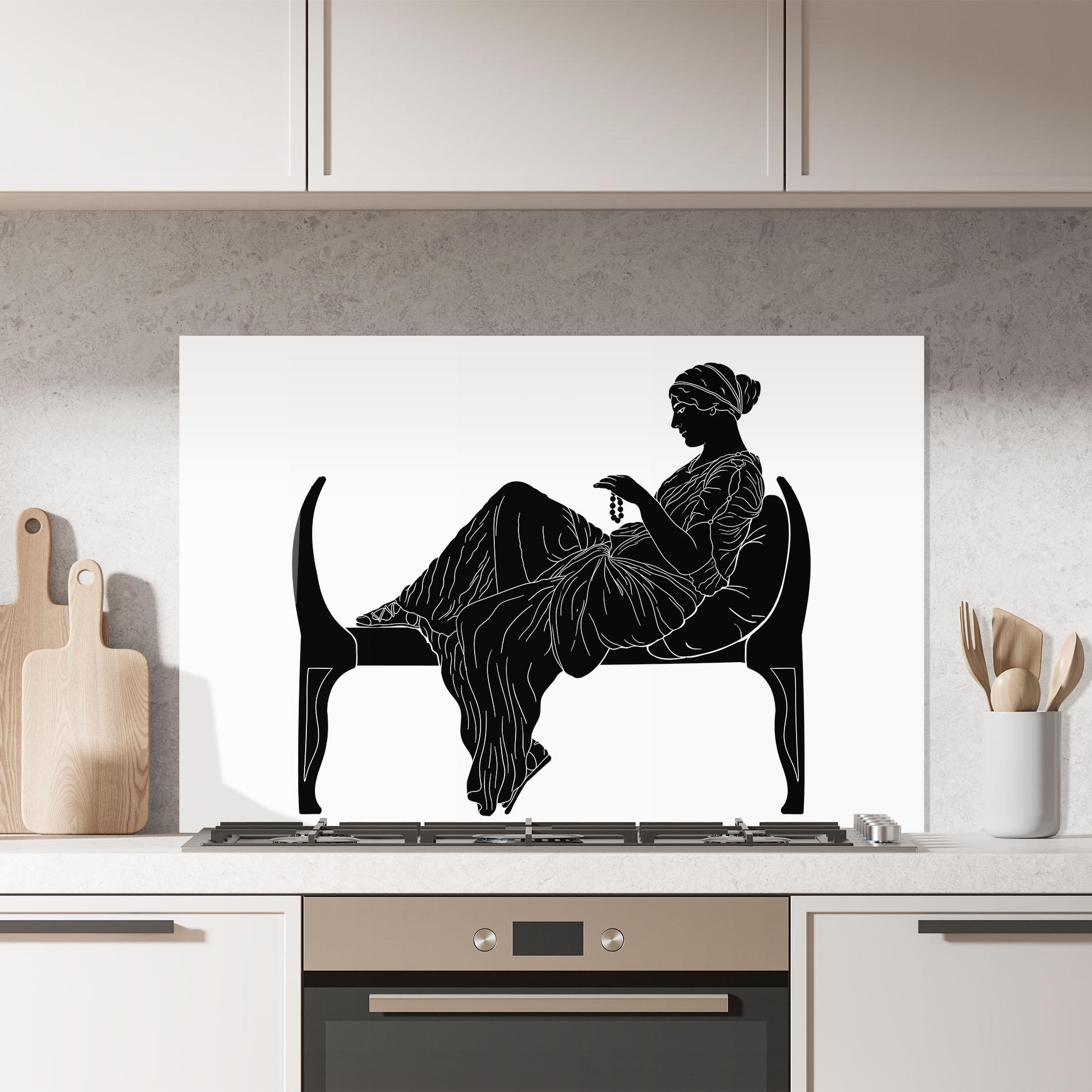 Küchenrückwand Glas Statue Pearls mockup 7