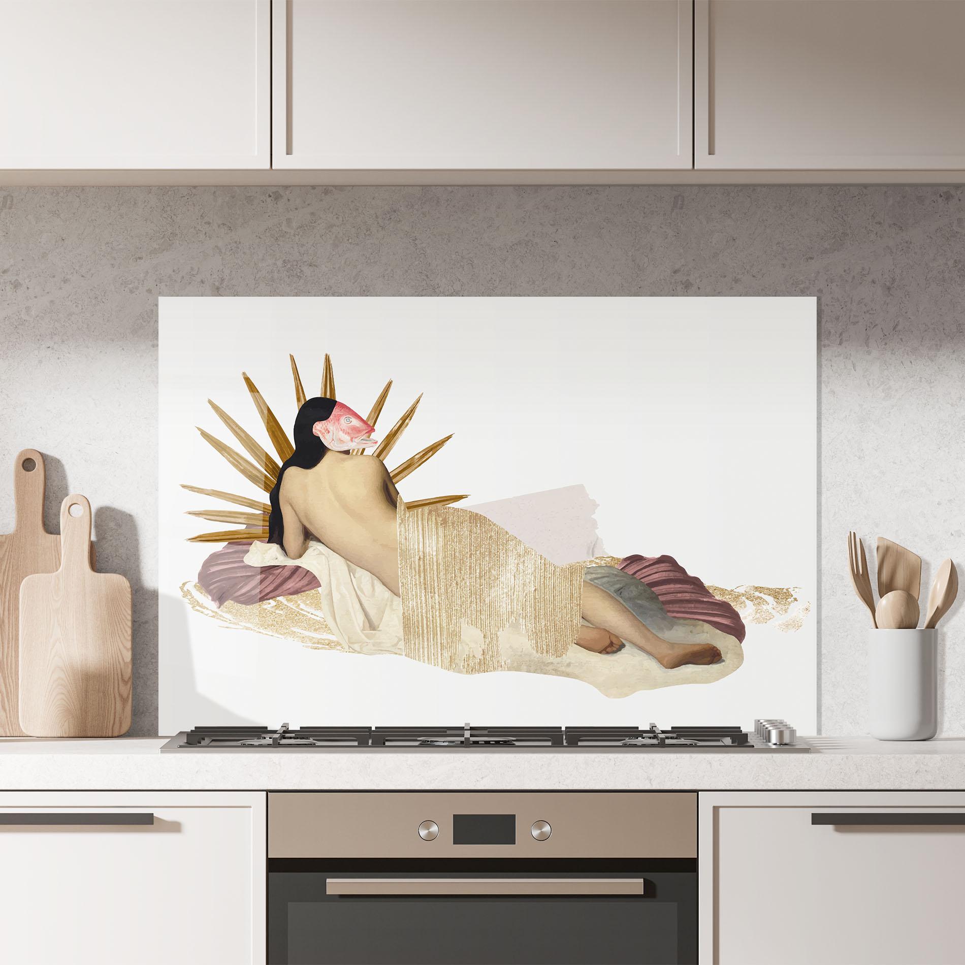 Küchenrückwand Glas Vintage Woman Art mockup 7
