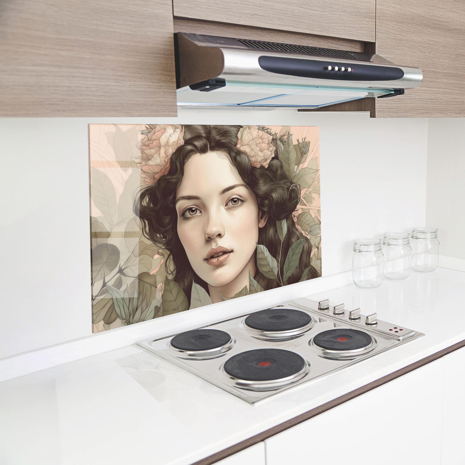 Küchenrückwand Glas Beautiful Vintage Portrait mockup 8