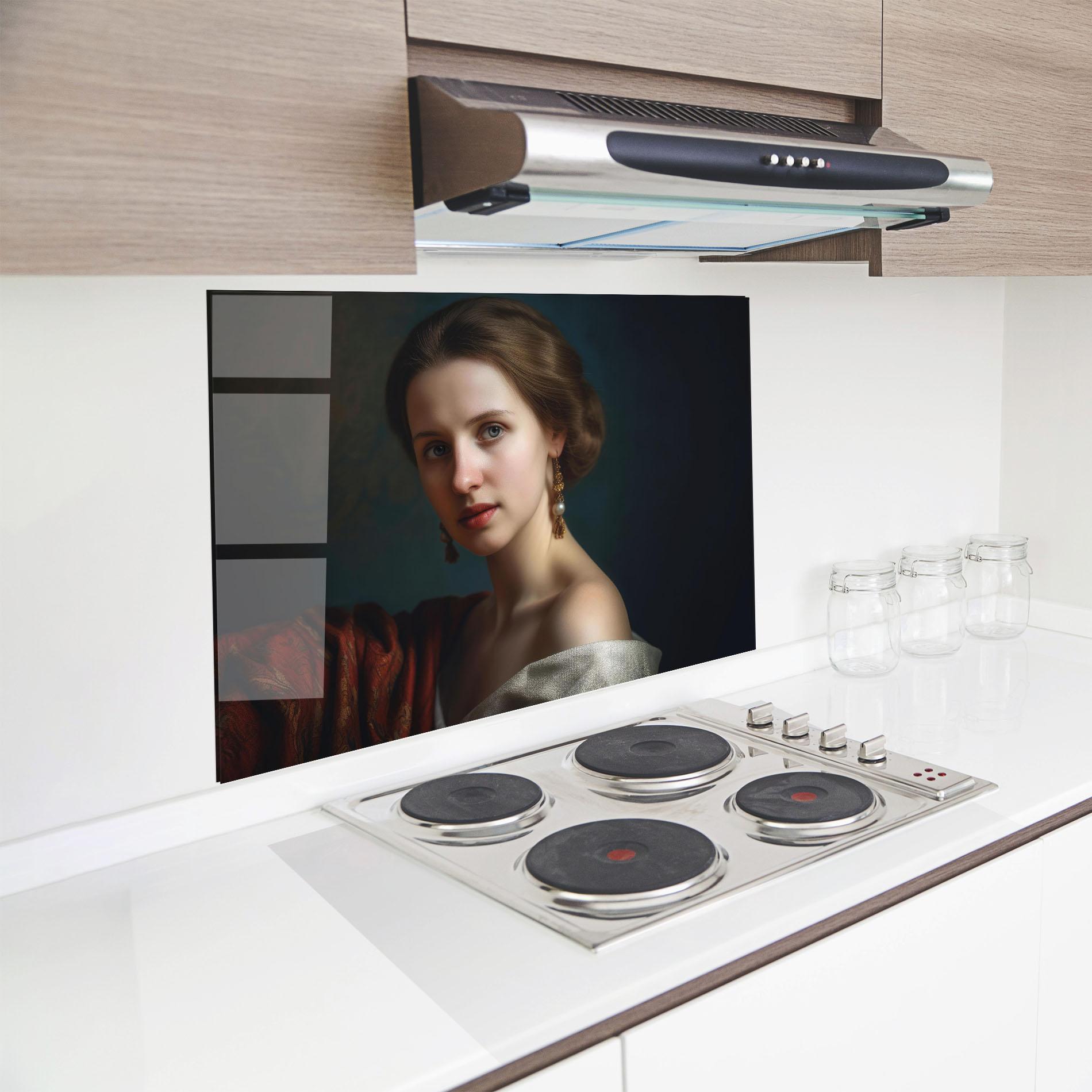 Küchenrückwand Glas Classical Painting mockup 8