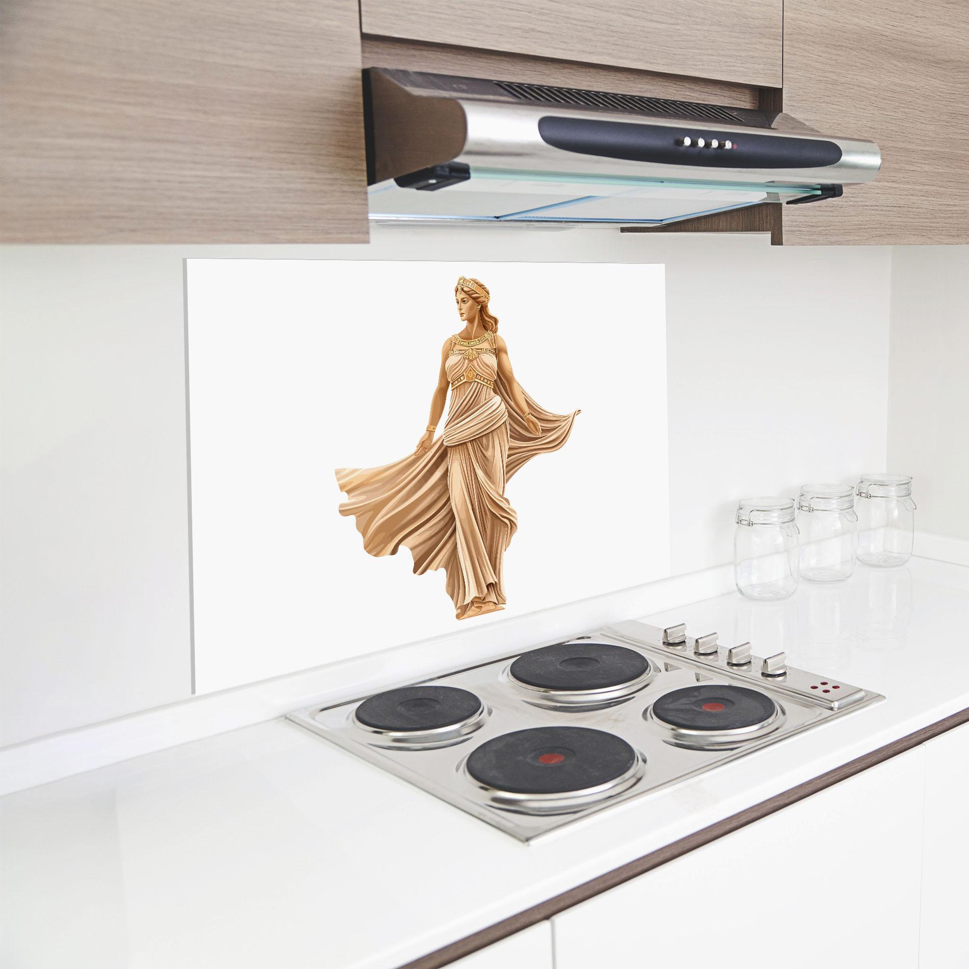 Küchenrückwand Glas Gold Statue mockup 8