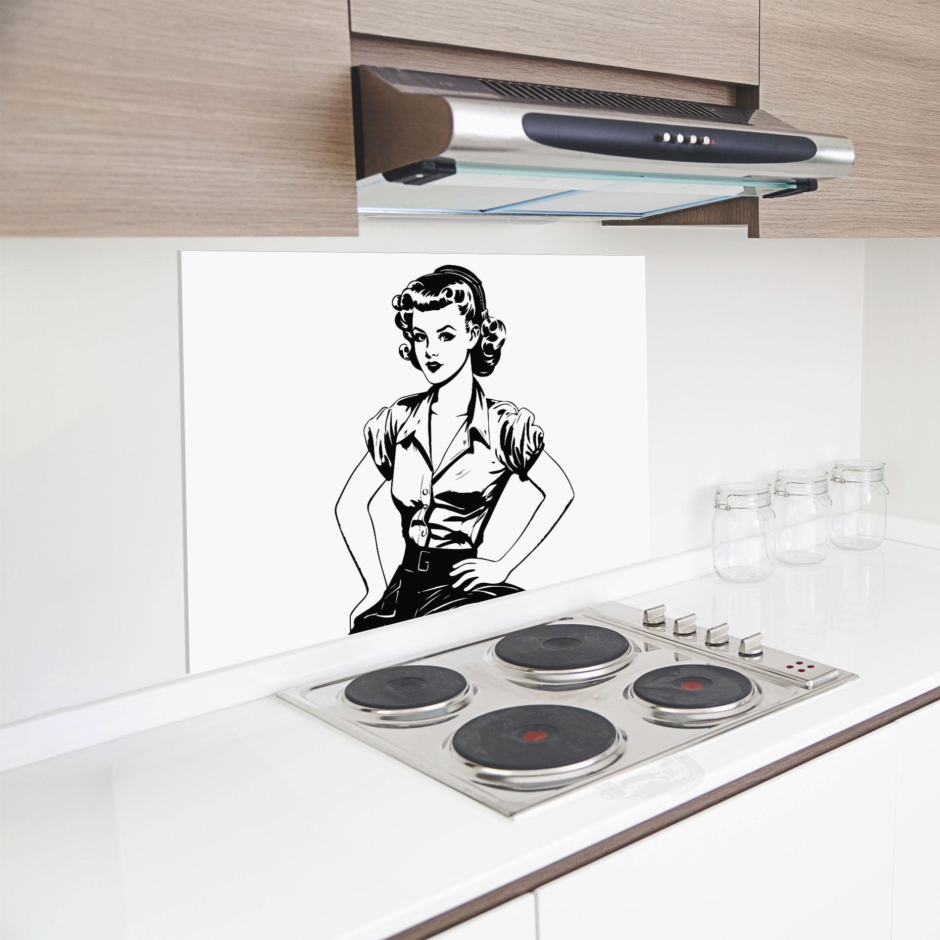 Küchenrückwand Glas Pretty Shilouette Girl mockup 8