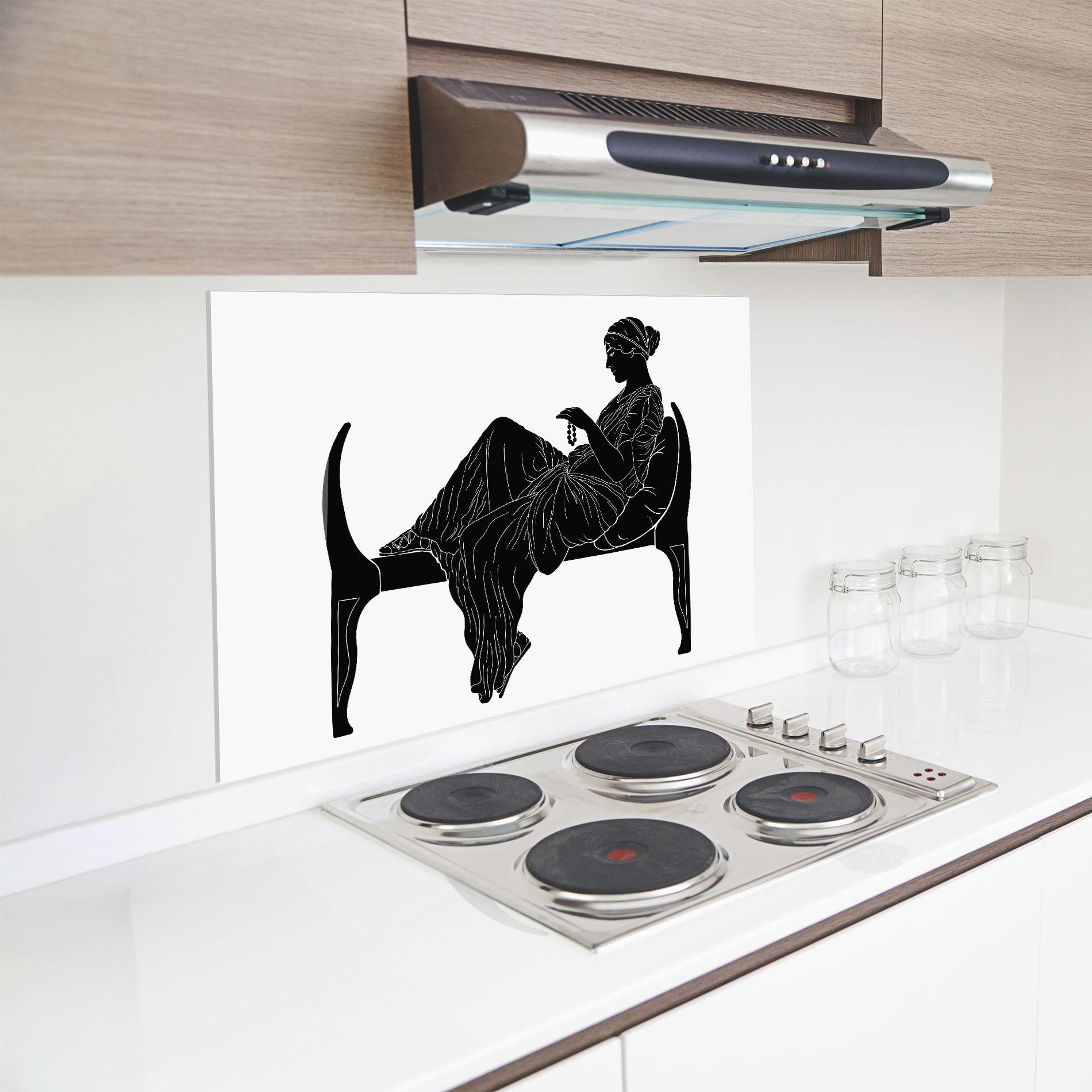 Küchenrückwand Glas Statue Pearls mockup 8